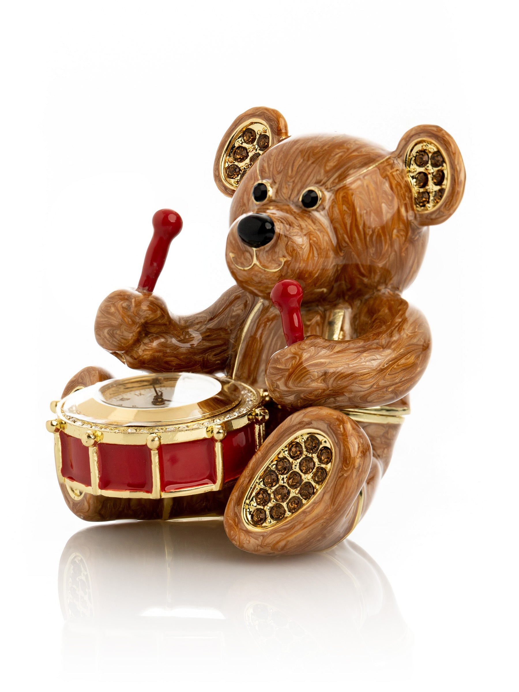 Brown Bear with Clock in a Drum-4