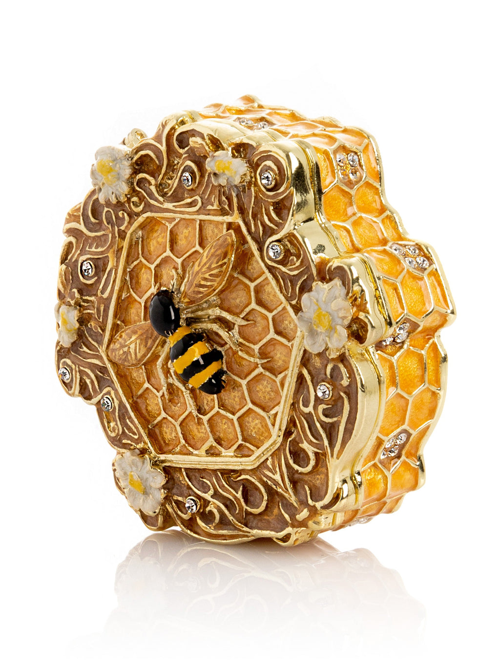 Trinket Box Honeycomb with a Bee Queen on top-0