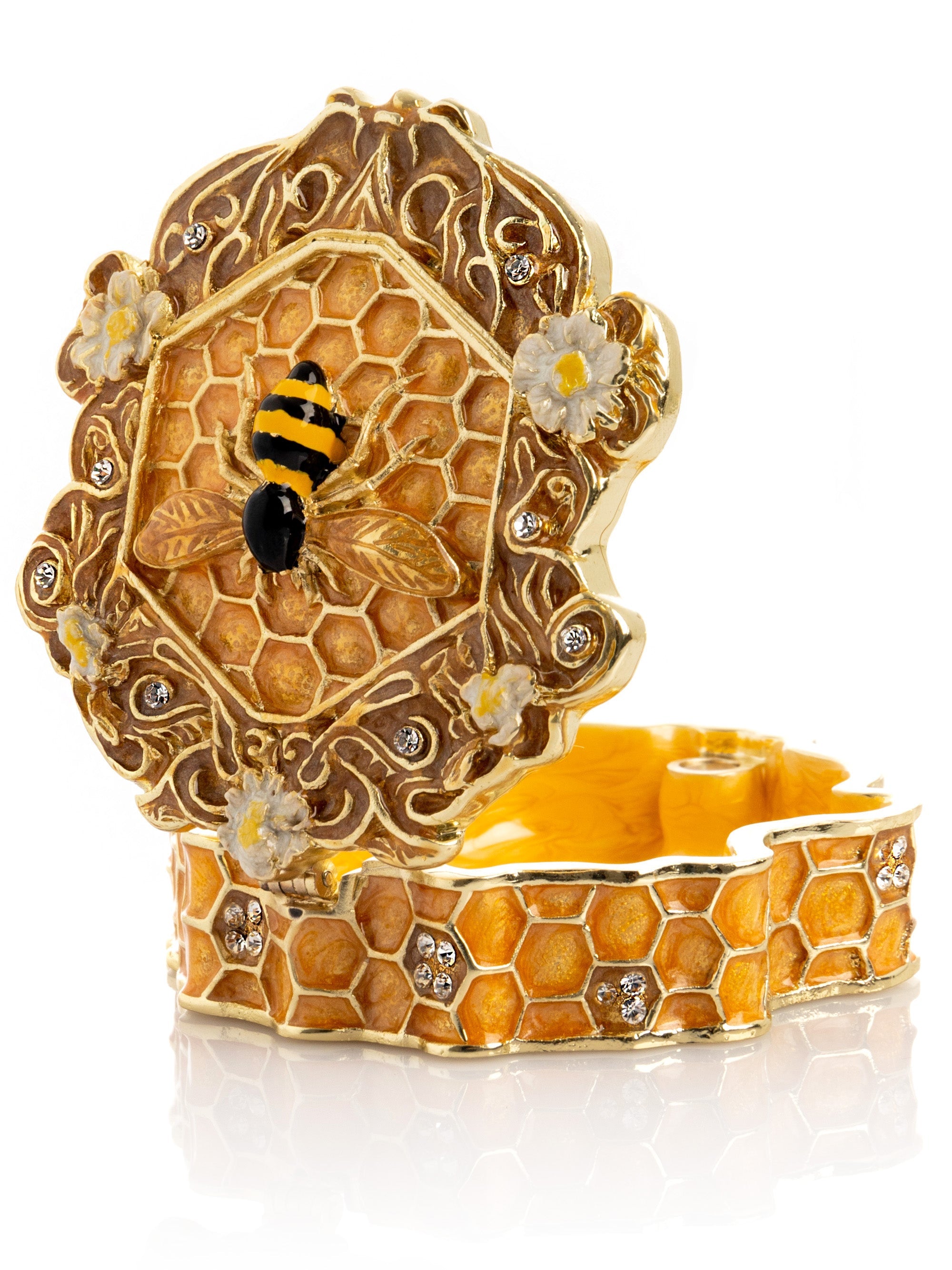 Trinket Box Honeycomb with a Bee Queen on top-2