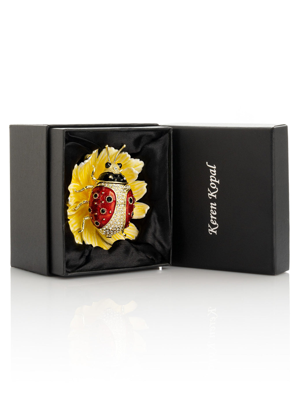 Ladybug on Flower Jeweled Trinket Box-3