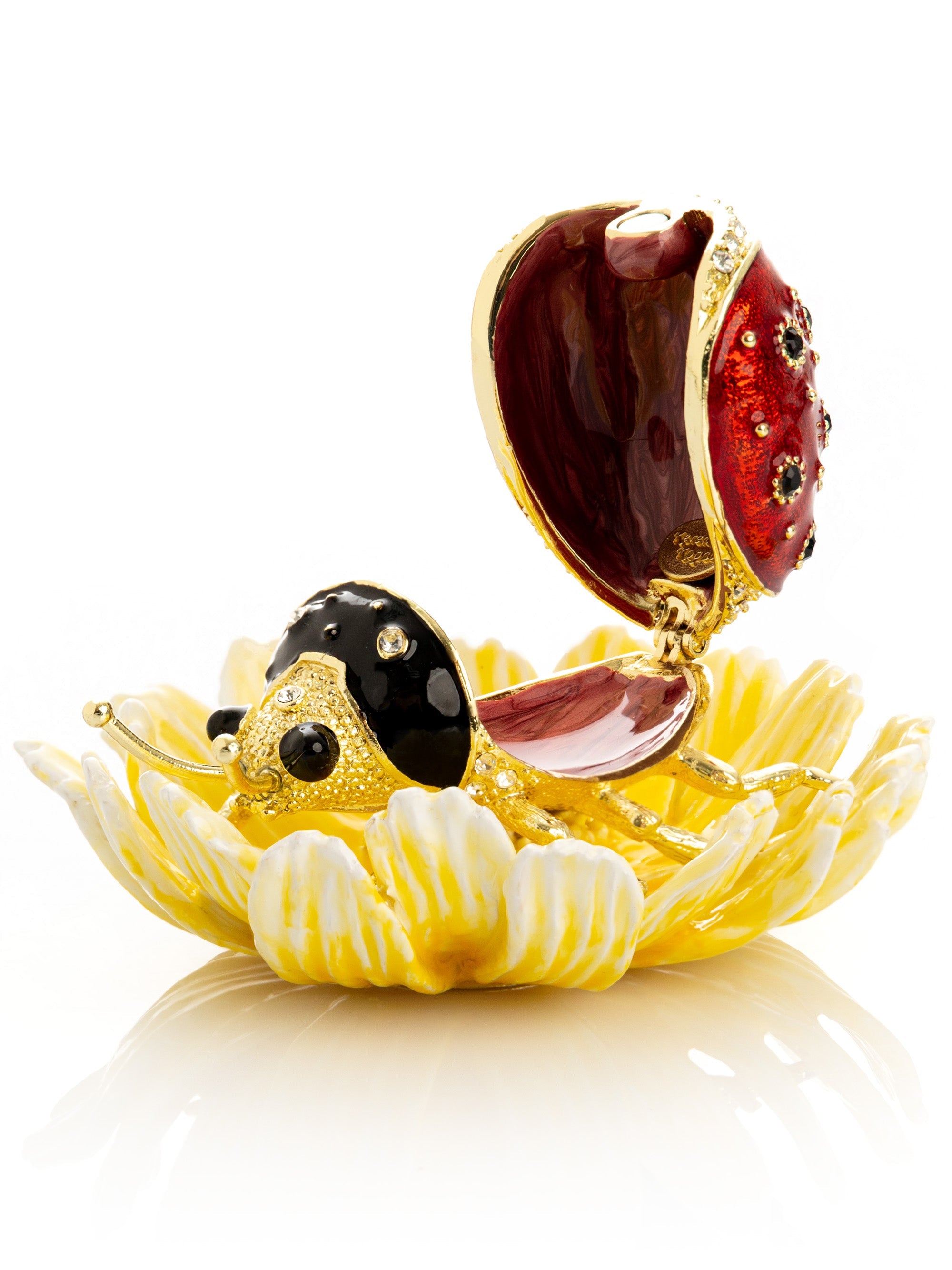 Ladybug on Flower Jeweled Trinket Box-4