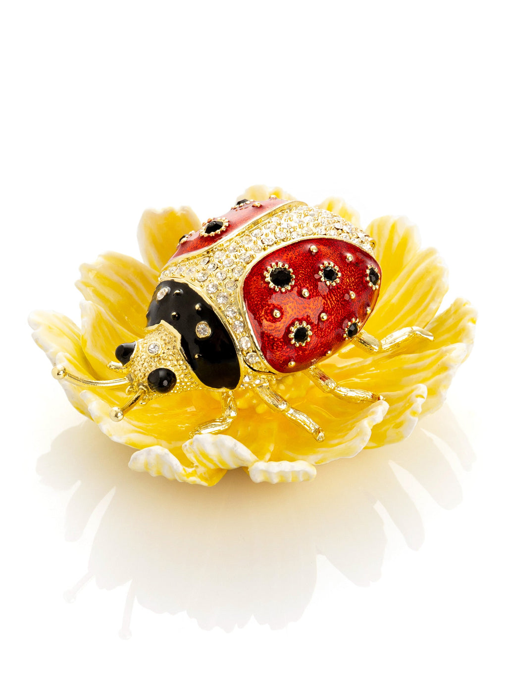 Ladybug on Flower Jeweled Trinket Box-1