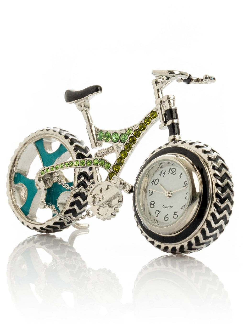 Bicycle clock with Green crystals-0