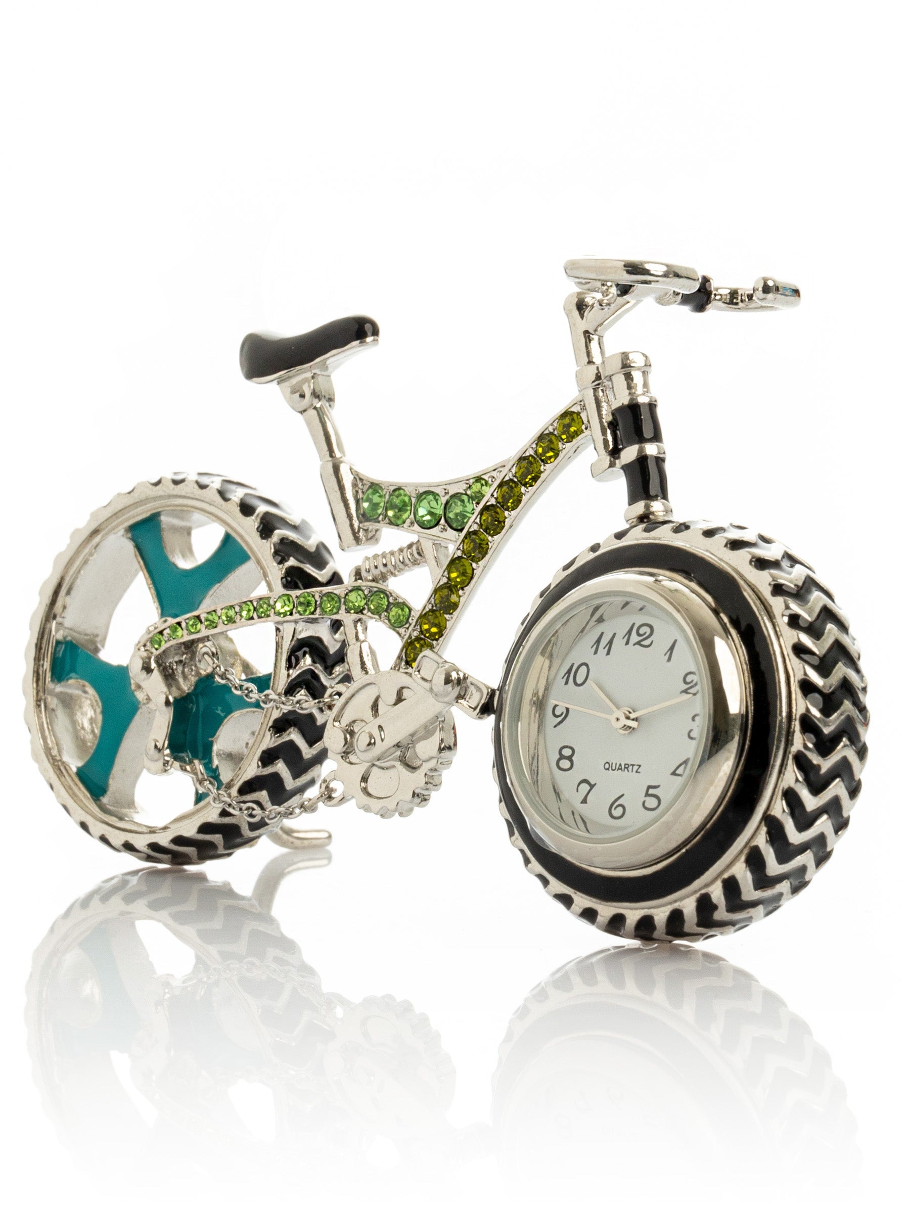 Bicycle clock with Green crystals-0