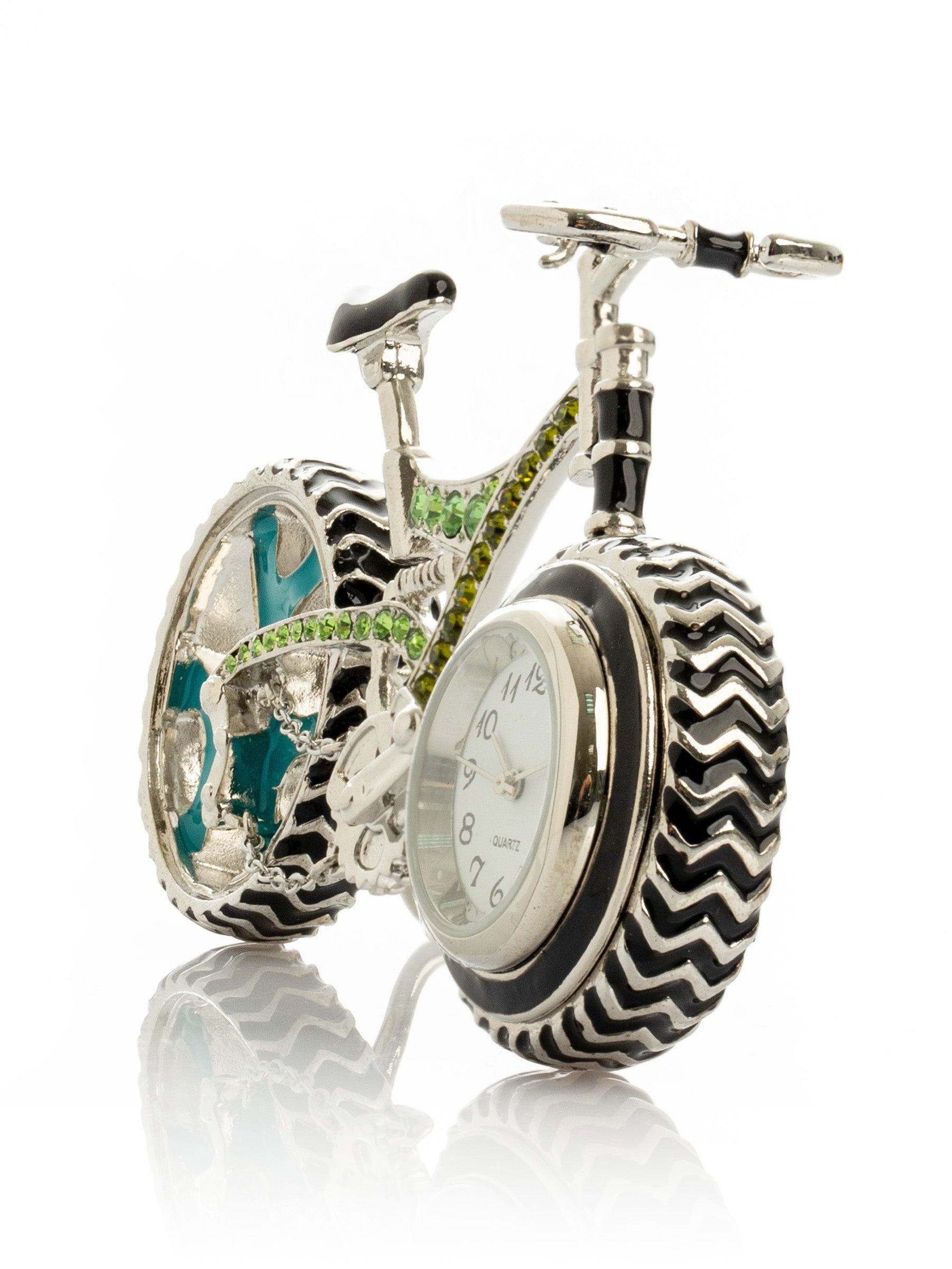 Bicycle clock with Green crystals-1