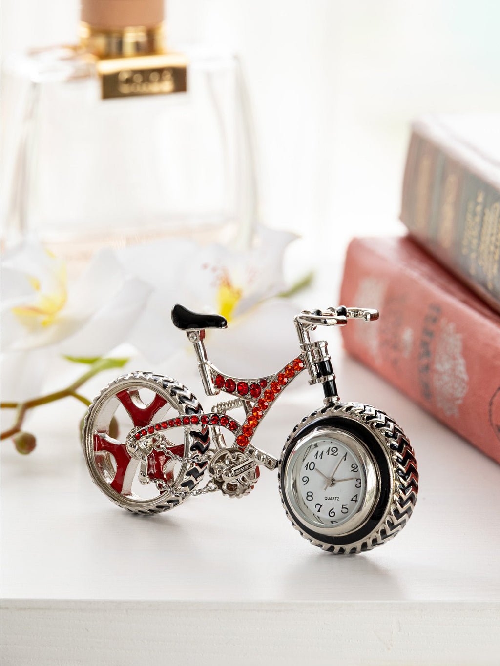 Bicycle clock with Red crystals-2