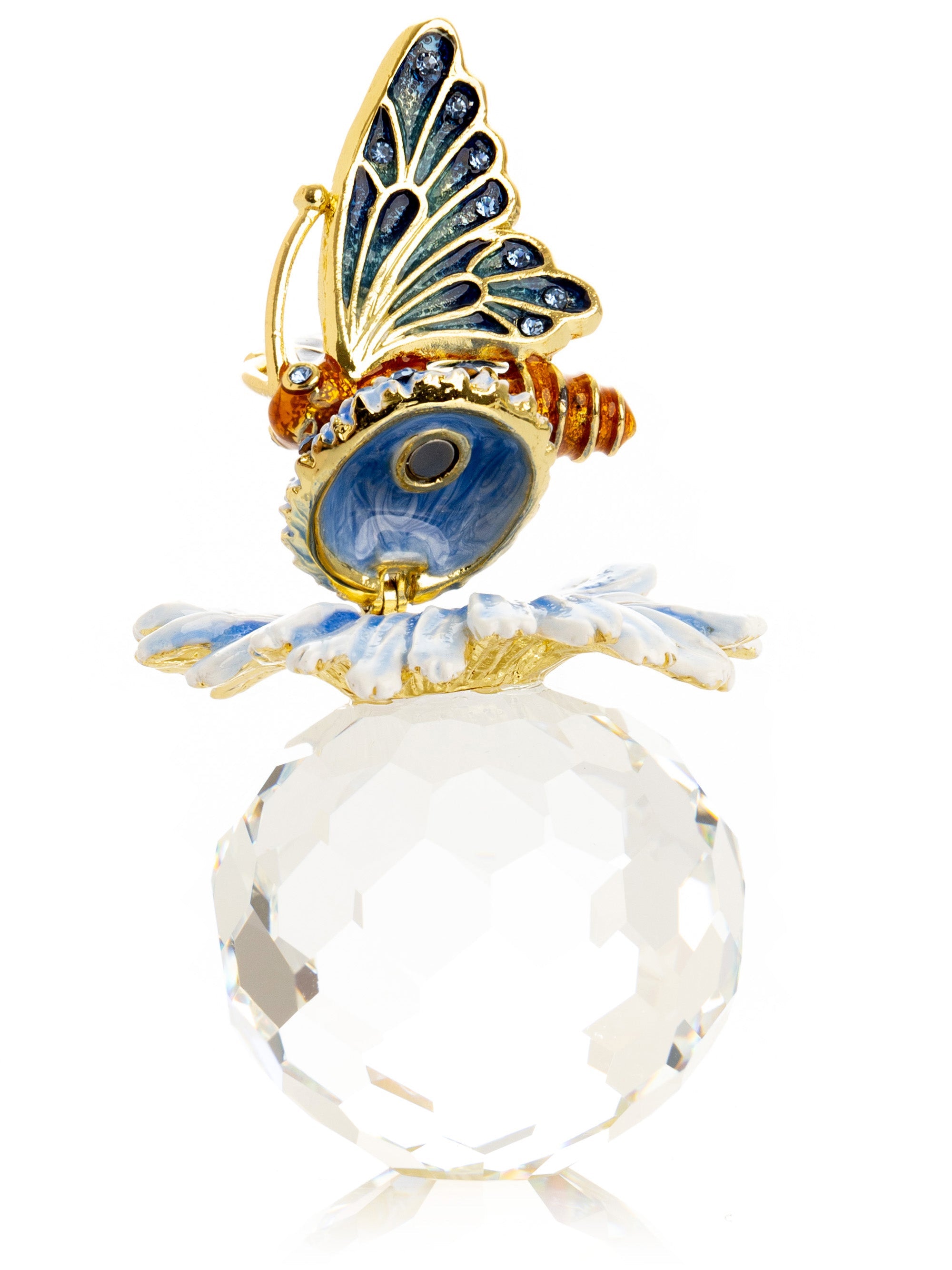 Butterfly sitting on Flower and Crystal-4