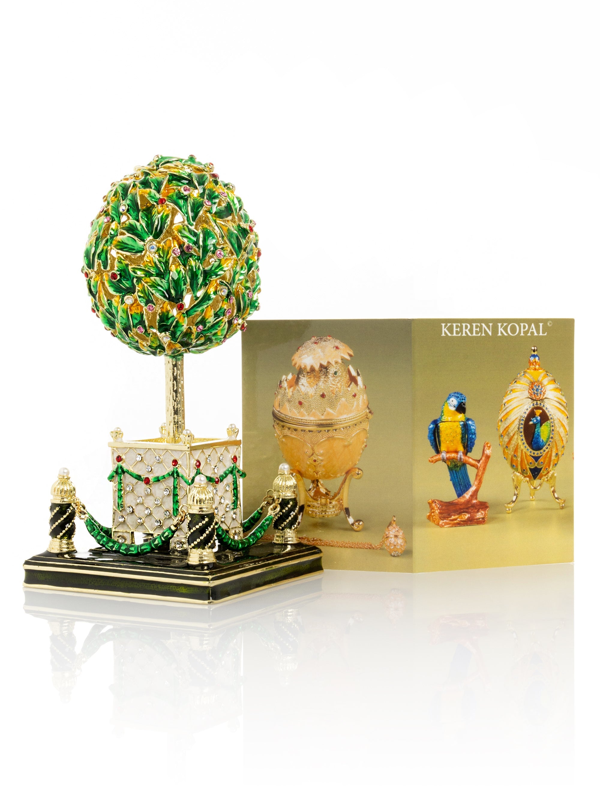 Bay Tree Faberge Egg with Colorful Crystals-2