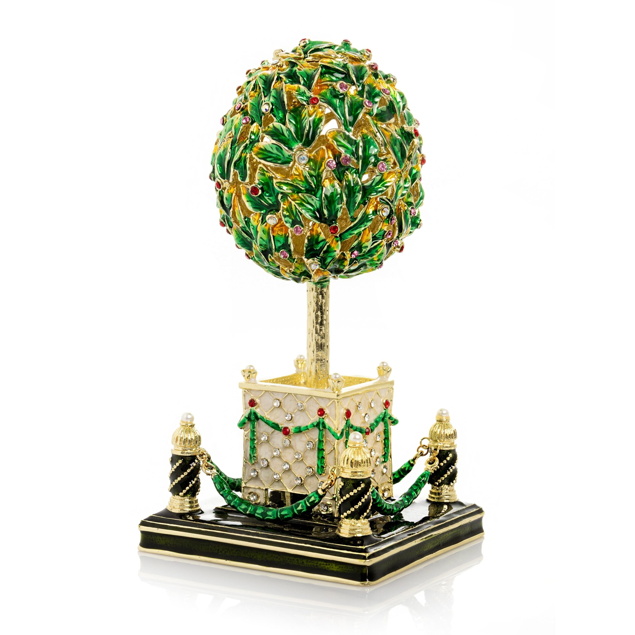 Bay Tree Faberge Egg with Colorful Crystals-0
