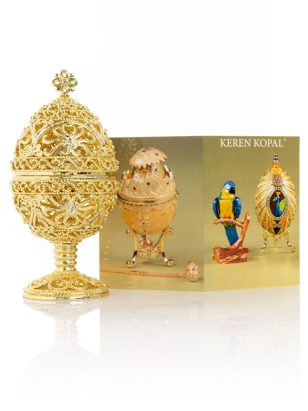 Gold Faberge Egg with Clock Inside-1