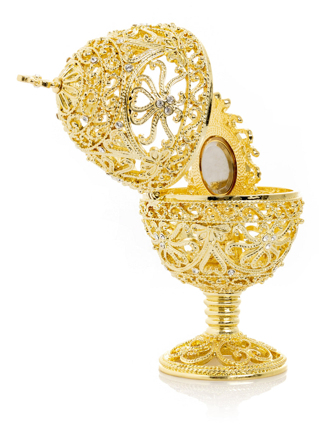 Gold Faberge Egg with Clock Inside-2