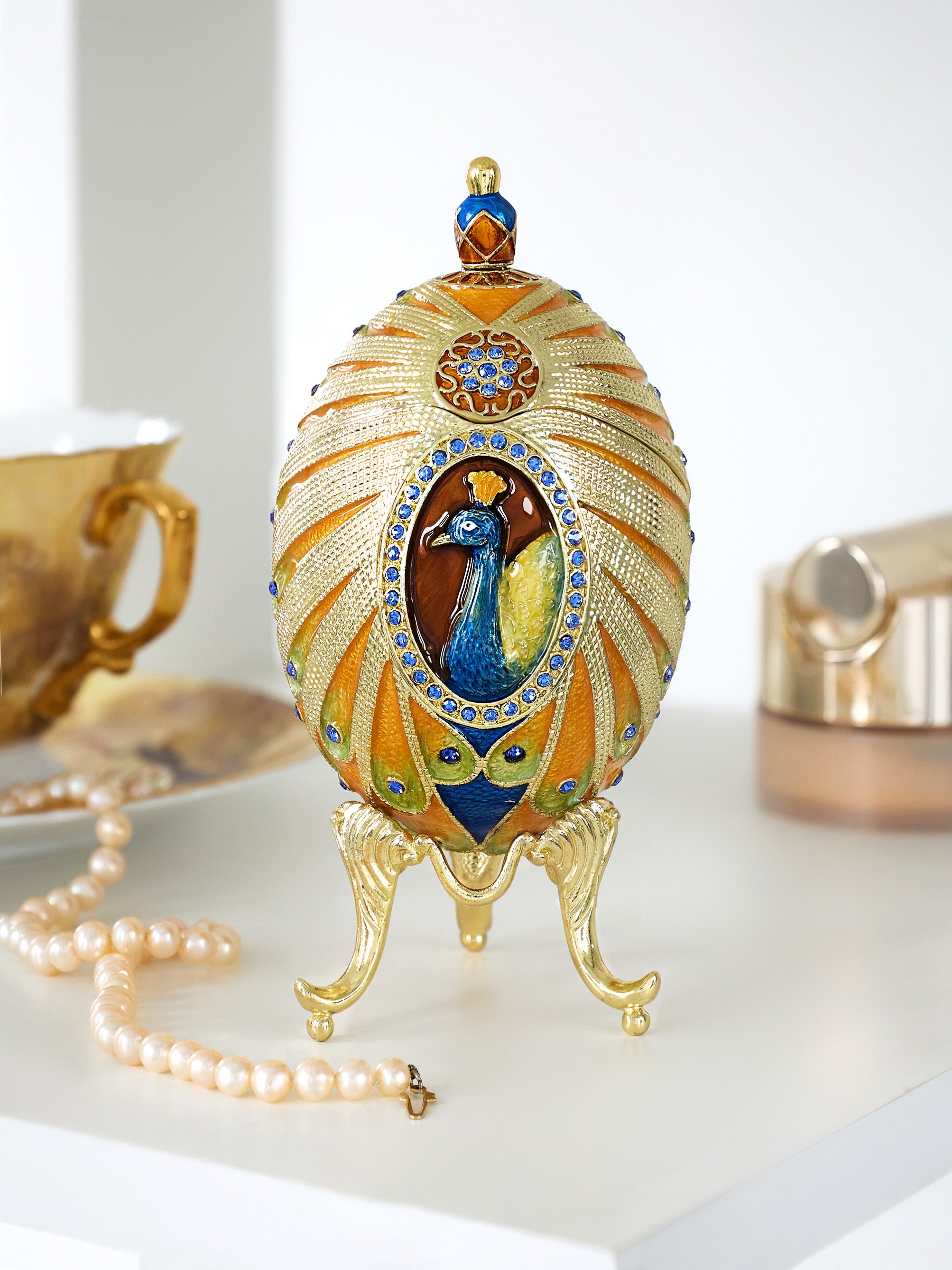 Colorful Peacock Faberge Egg-1