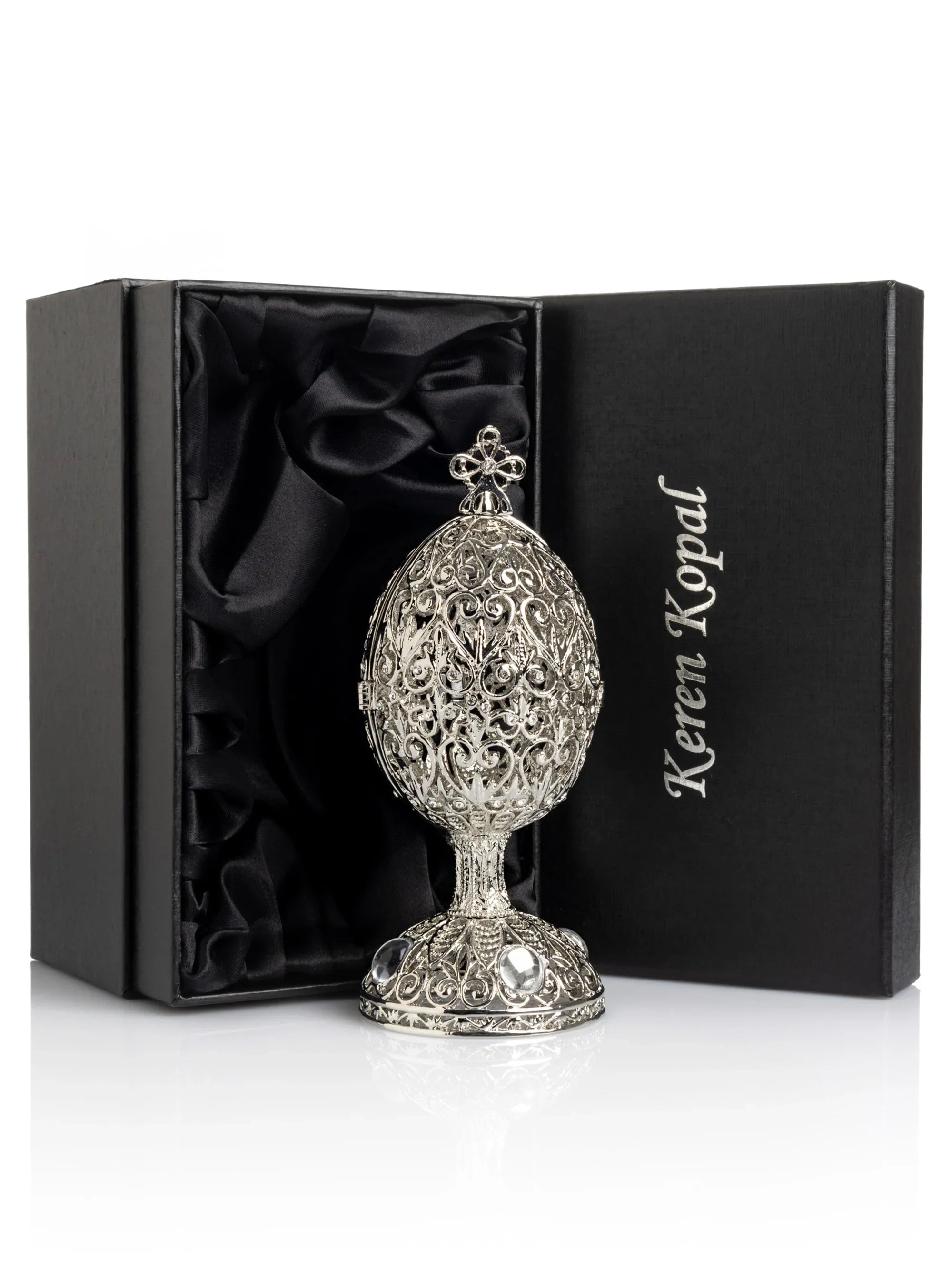 Silver Easter Egg with Ferris Wheel Surprise Inside-4