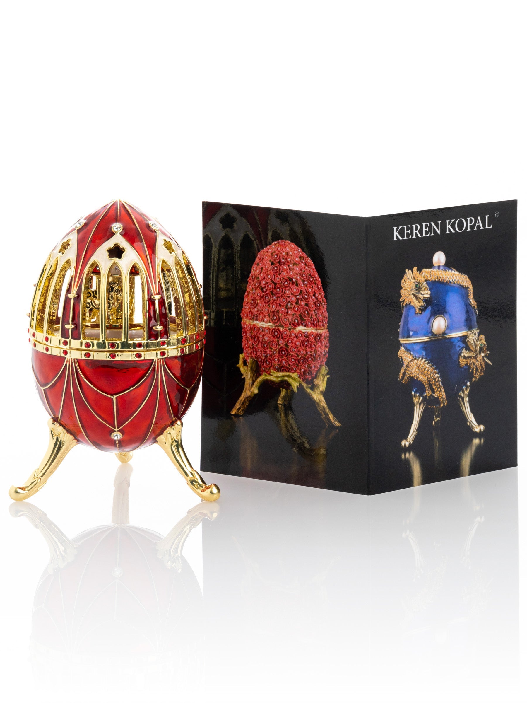 Red Faberge Egg with Horse Carousel Surprise Inside-1