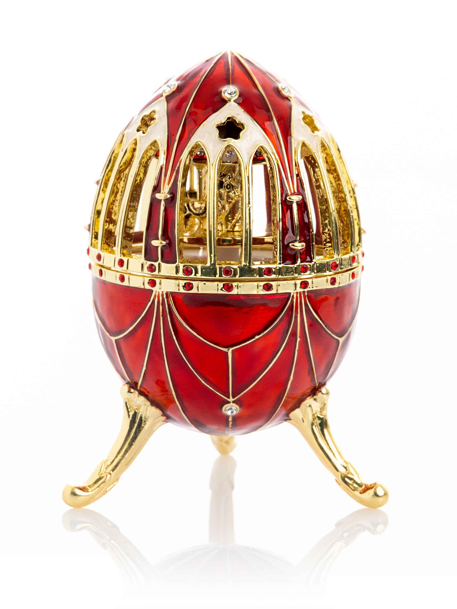 Red Faberge Egg with Horse Carousel Surprise Inside-4
