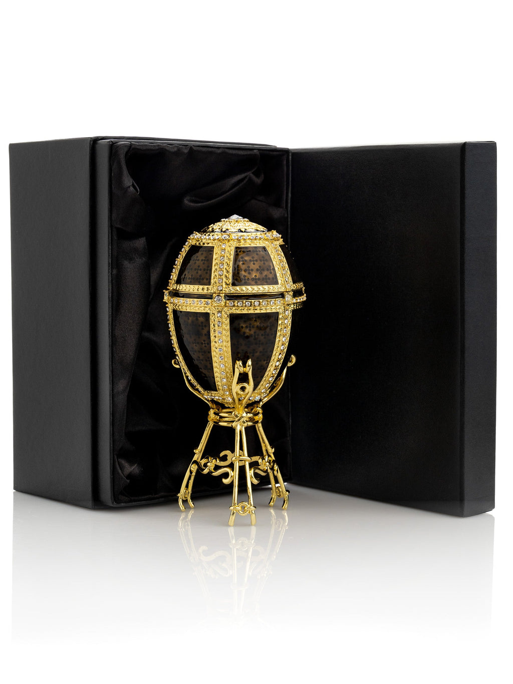 Black & Gold Egg with a Gold crystals Elephant-2