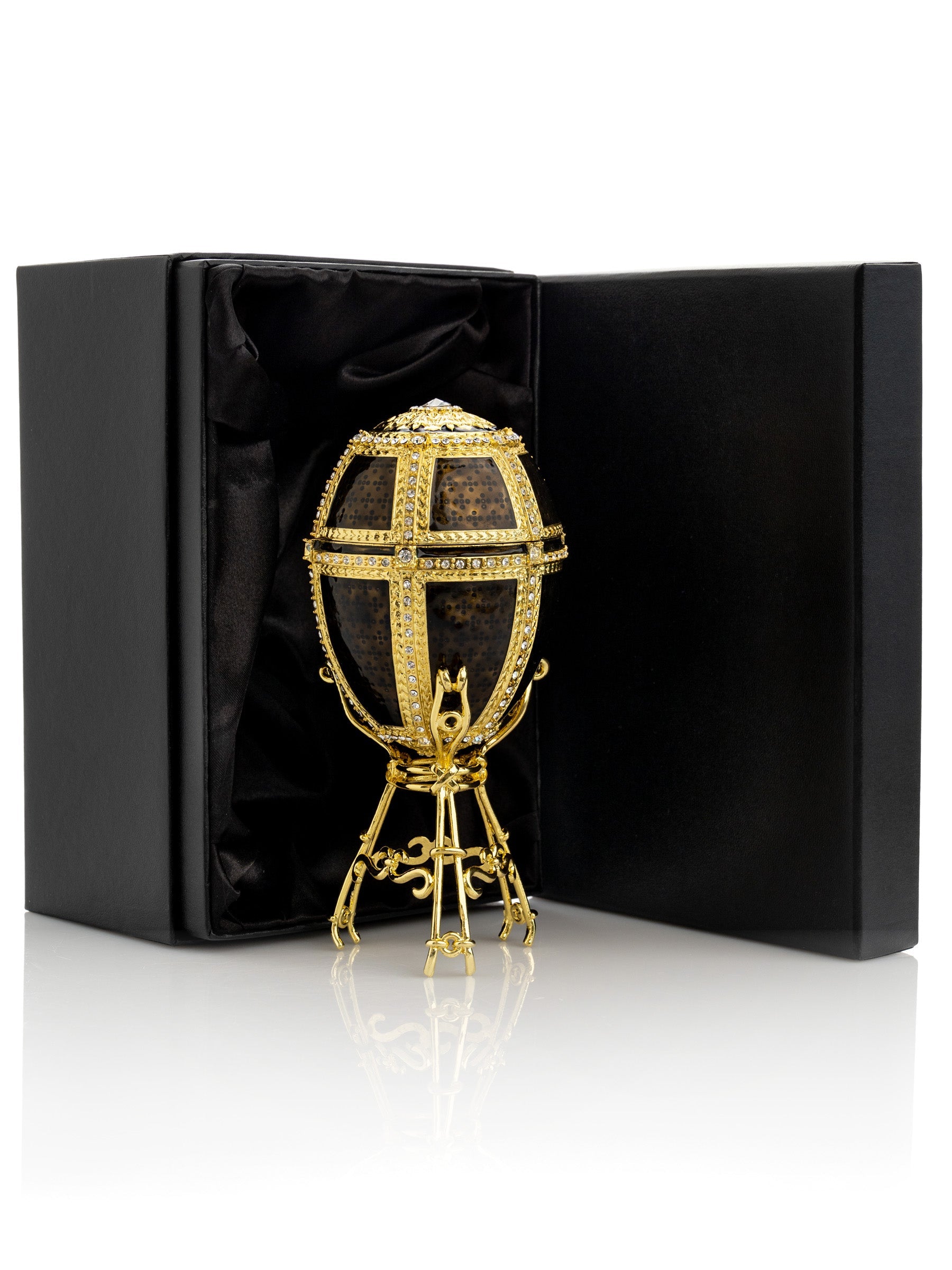 Black & Gold Egg with a Gold crystals Elephant-2