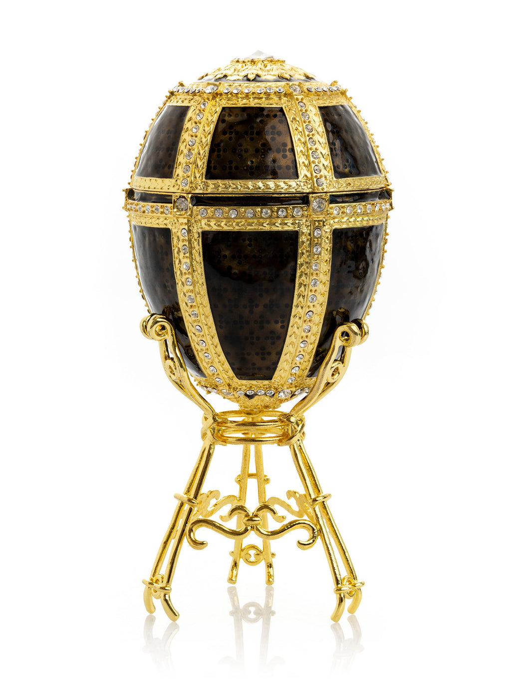 Black & Gold Egg with a Gold crystals Elephant-0