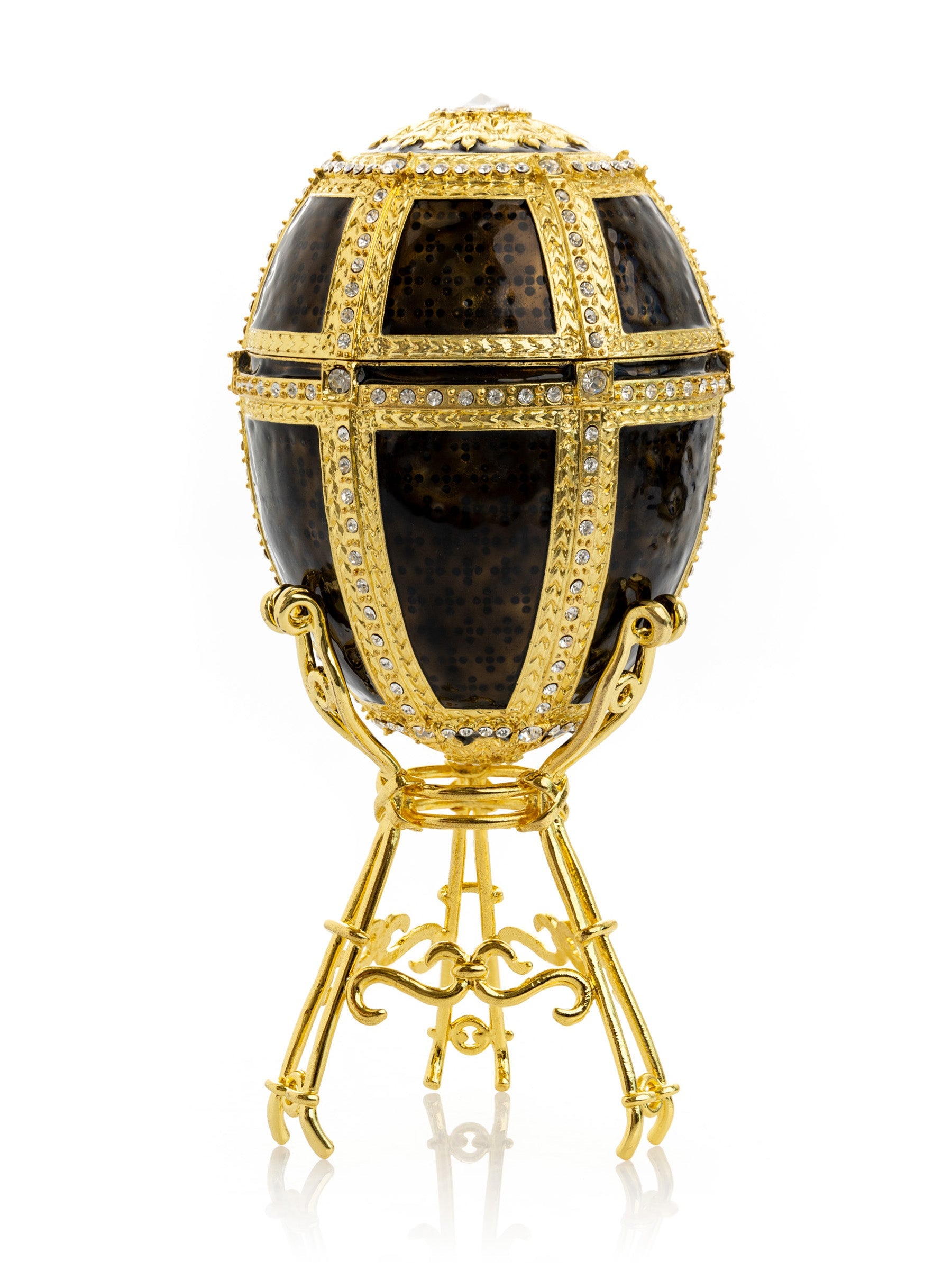 Black & Gold Egg with a Gold crystals Elephant-0