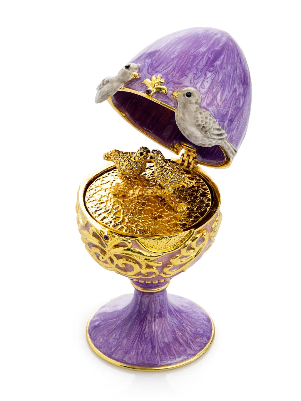 Purple Egg with two Gold love doves-0