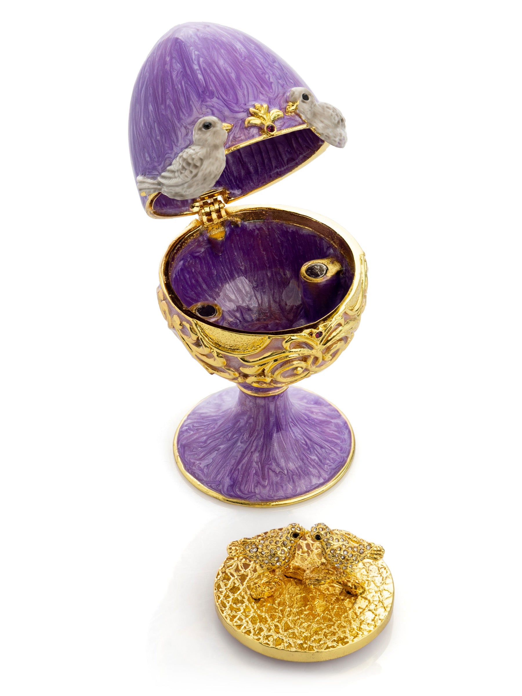 Purple Egg with two Gold love doves-1