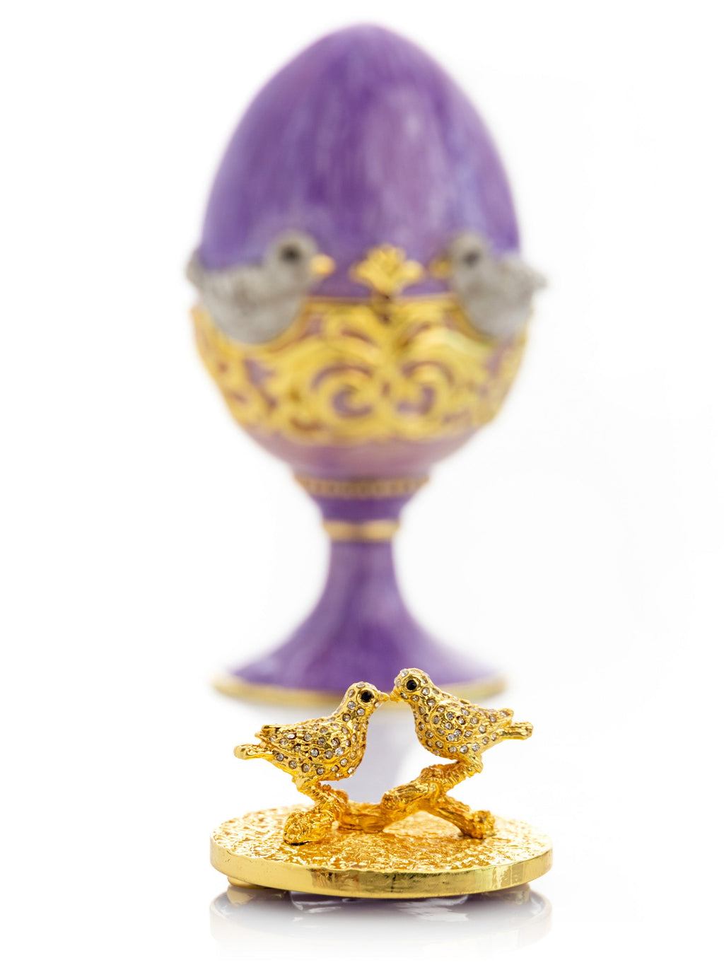 Purple Egg with two Gold love doves-2