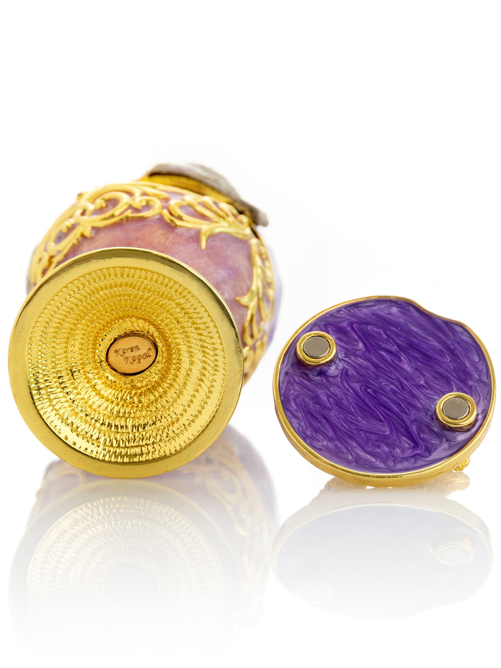 Purple Egg with two Gold love doves-3
