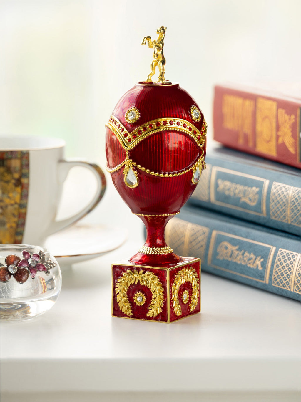 Red Faberge Egg with Gold Horse-4