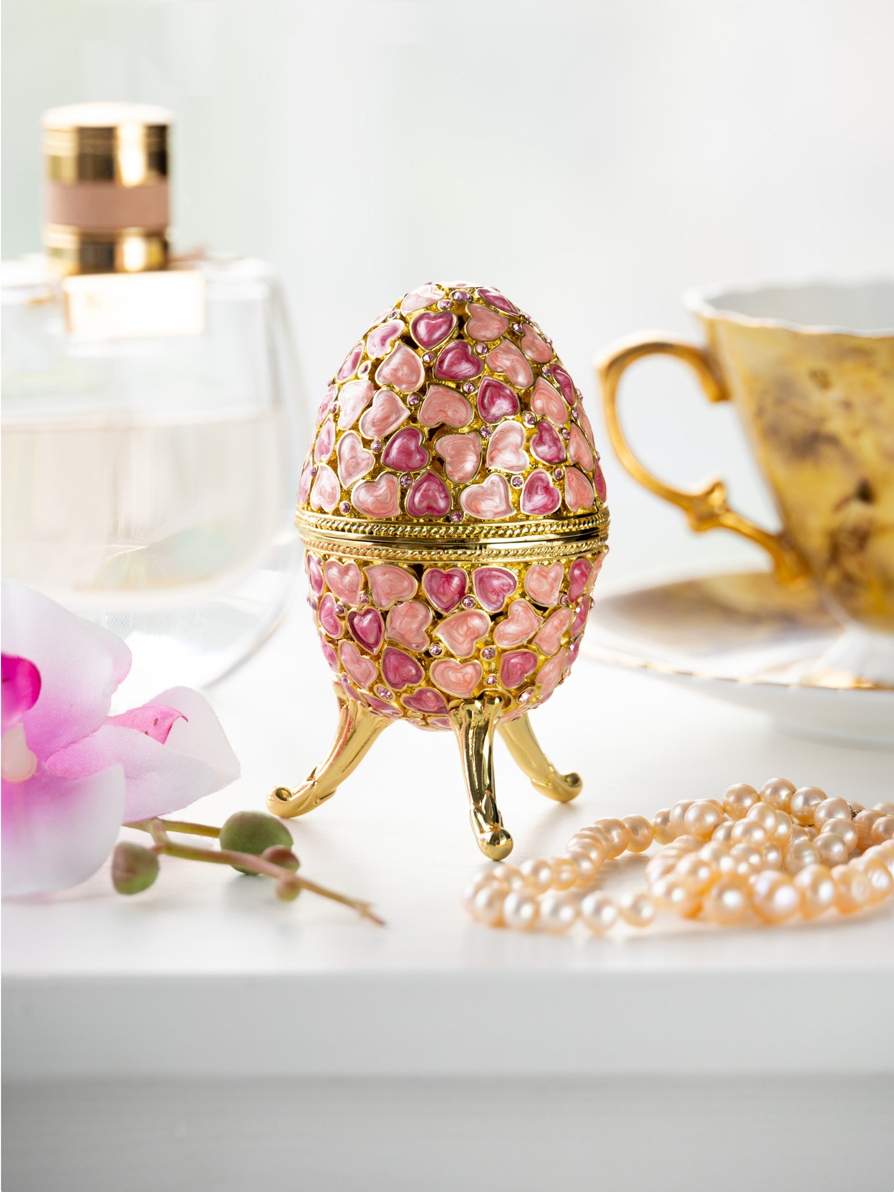 Pink egg decorated with hearts valentine's day-0