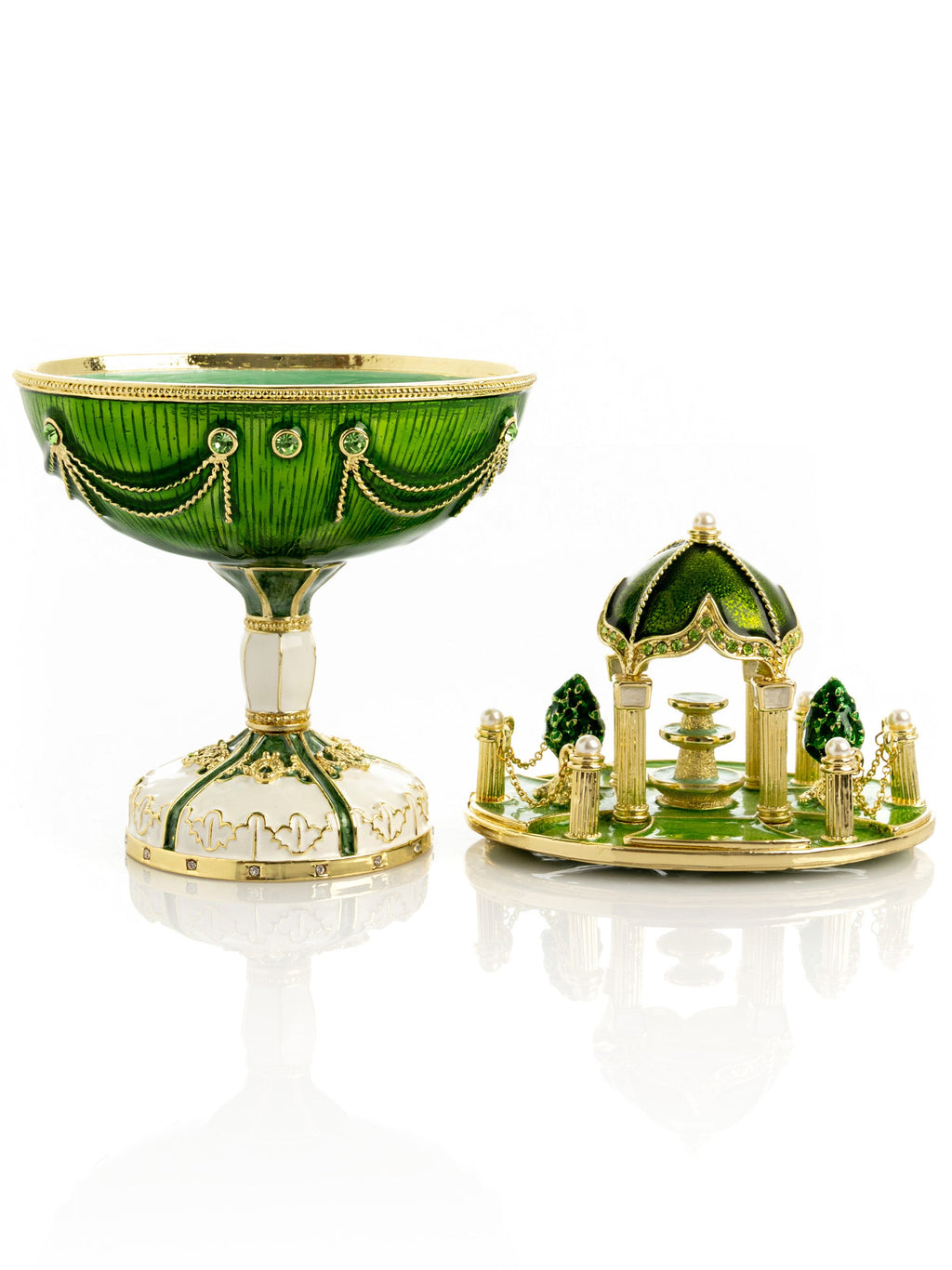 Garden Pavilion Design Cupola Fountain Green Egg Limited Edition of 250 Trinket Box-3