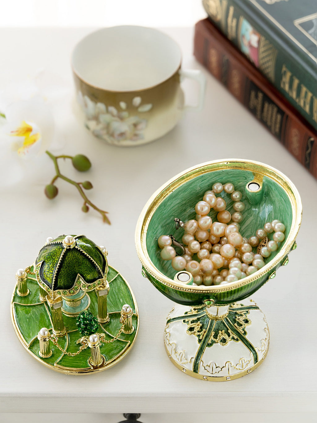 Garden Pavilion Design Cupola Fountain Green Egg Limited Edition of 250 Trinket Box-2