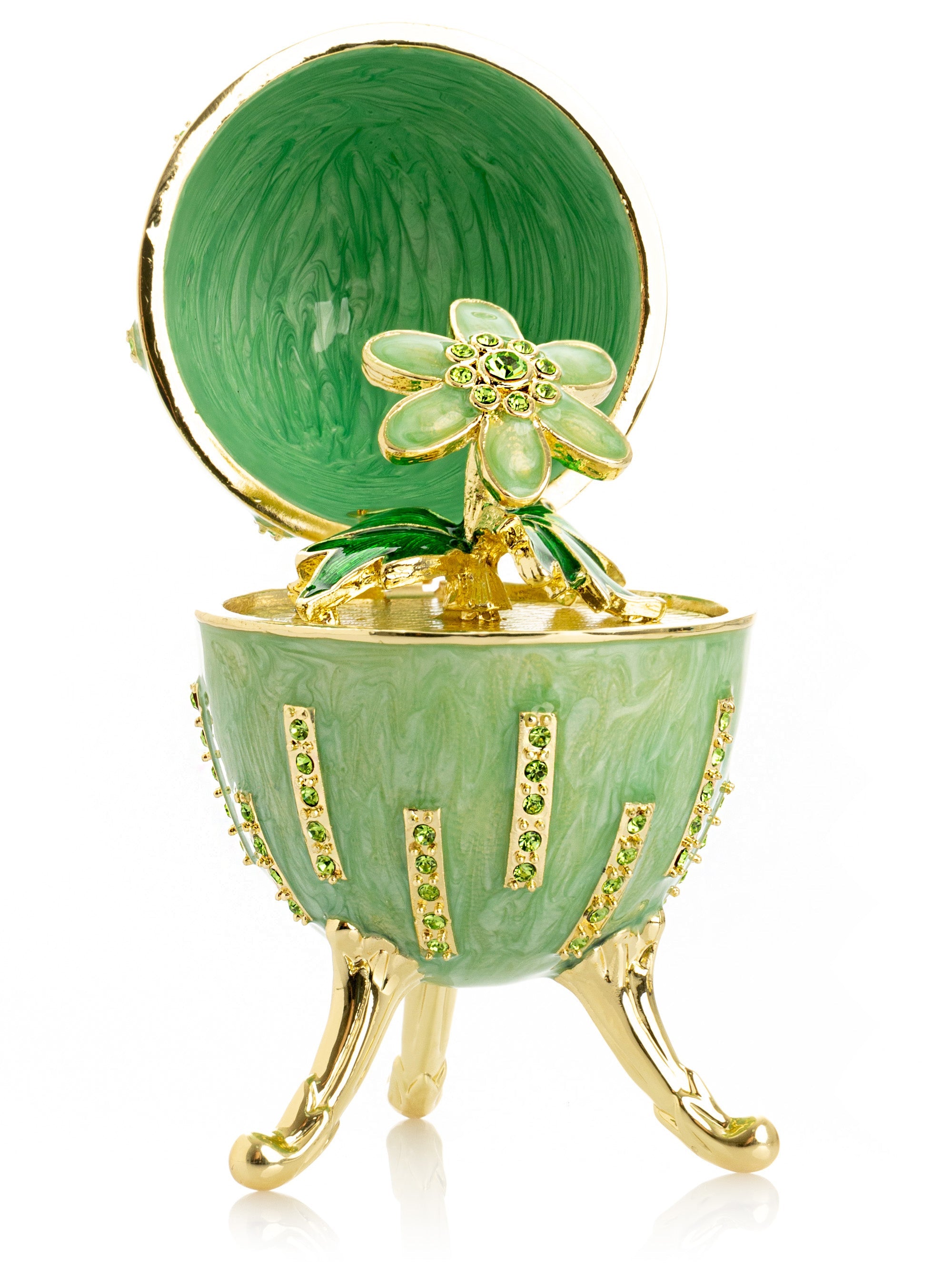 Green Easter Egg with Flowers Hidden compartment-0