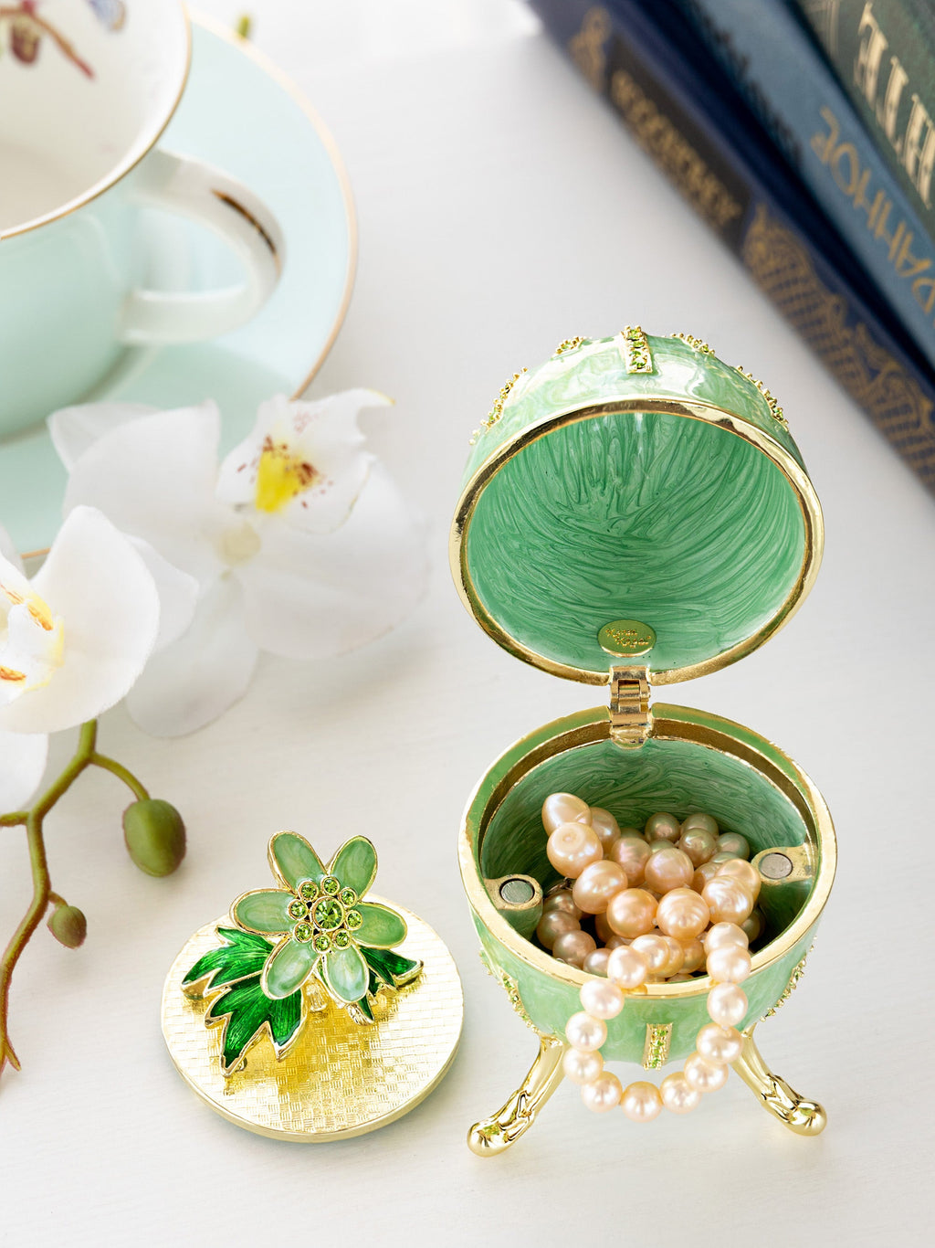 Green Easter Egg with Flowers Hidden compartment-1