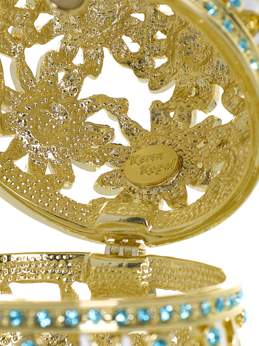 Gold Easter Egg with Blue and White Flowers-4