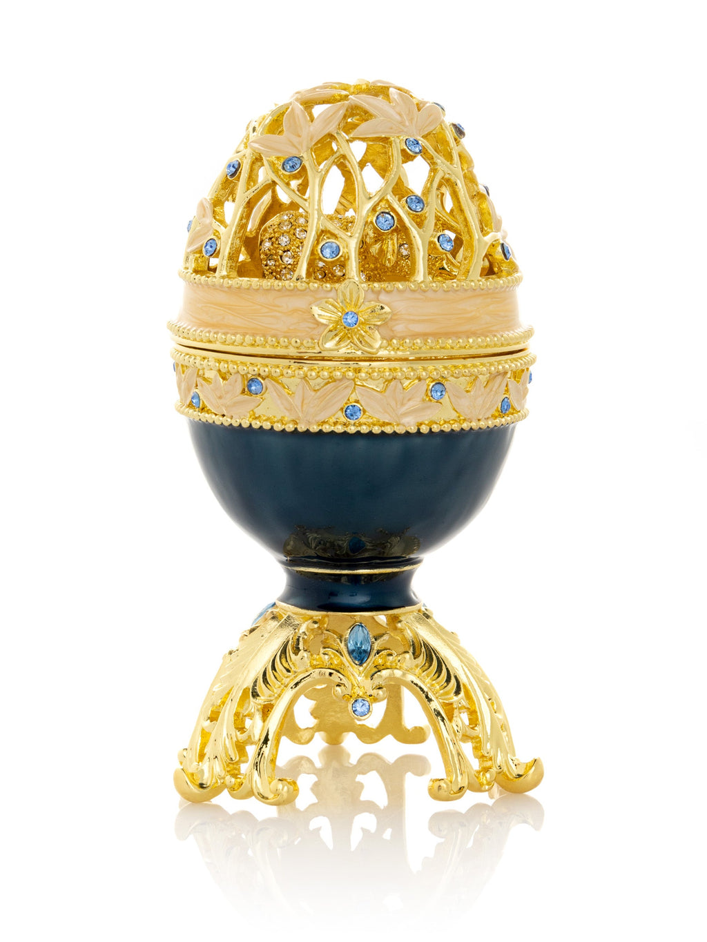 Golden Blue Faberge Egg with a Golden Elephant-3