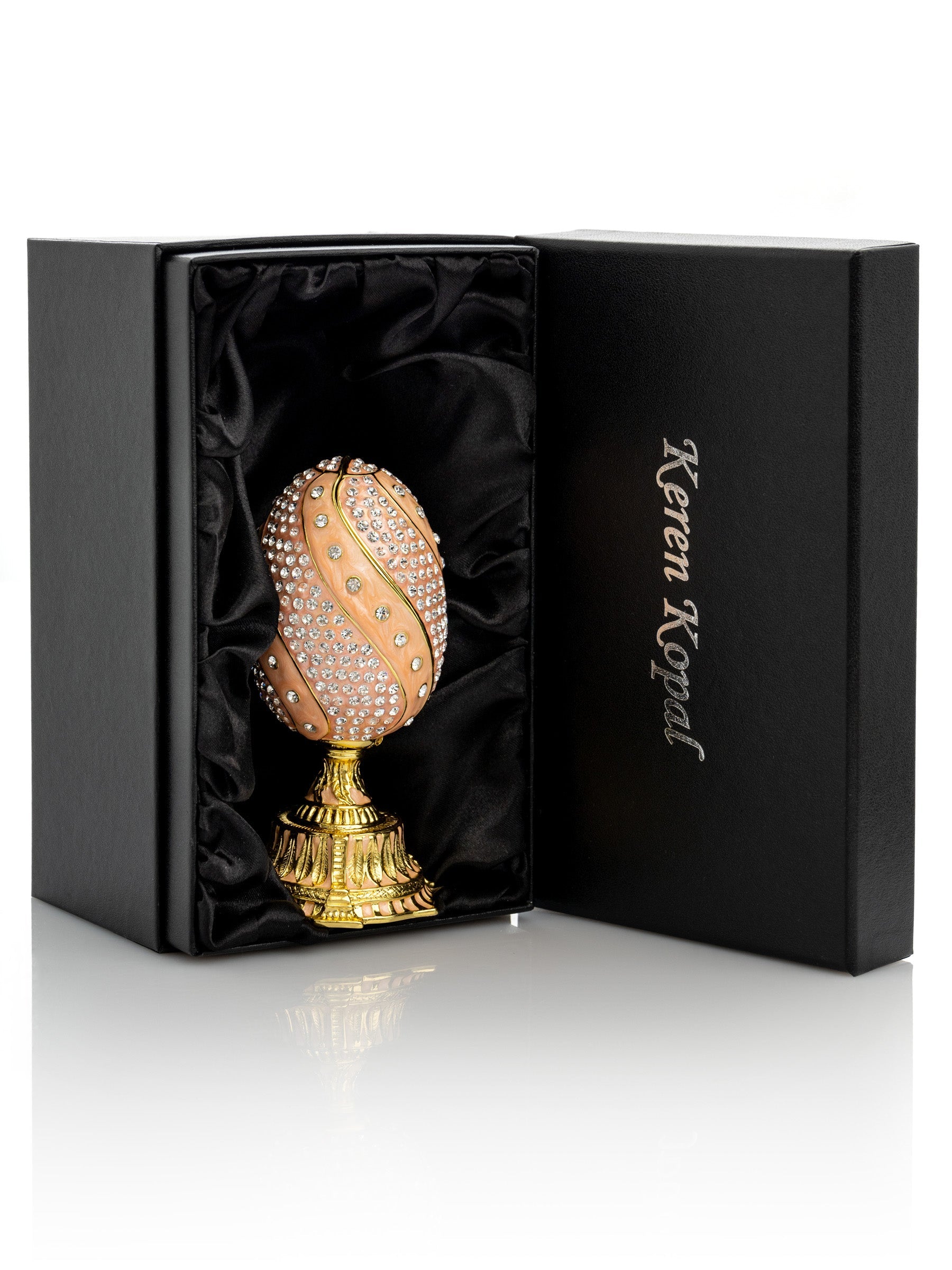 spiral salmon pink Faberge Egg with flowers bouquet-4