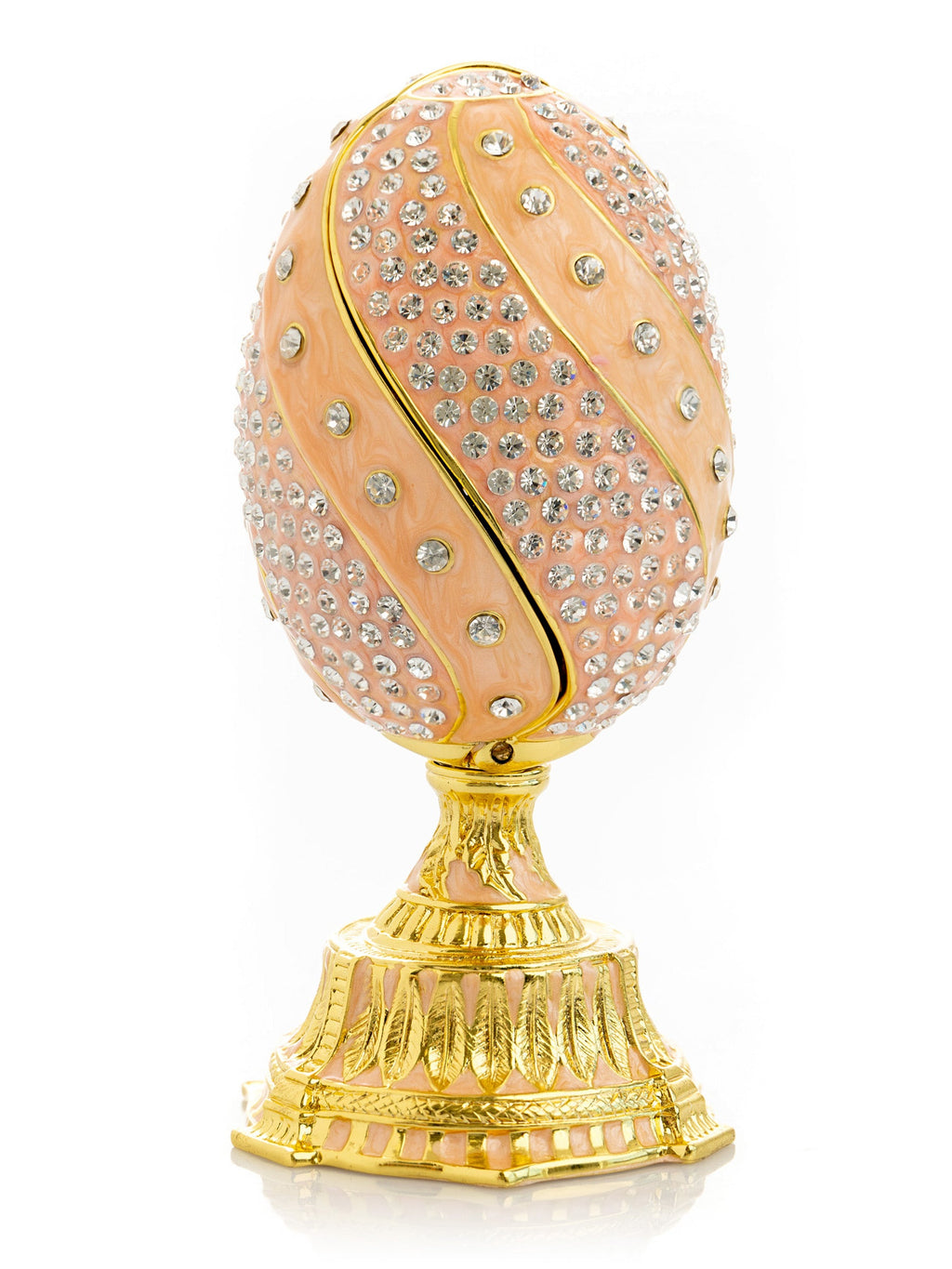 spiral salmon pink Faberge Egg with flowers bouquet-1