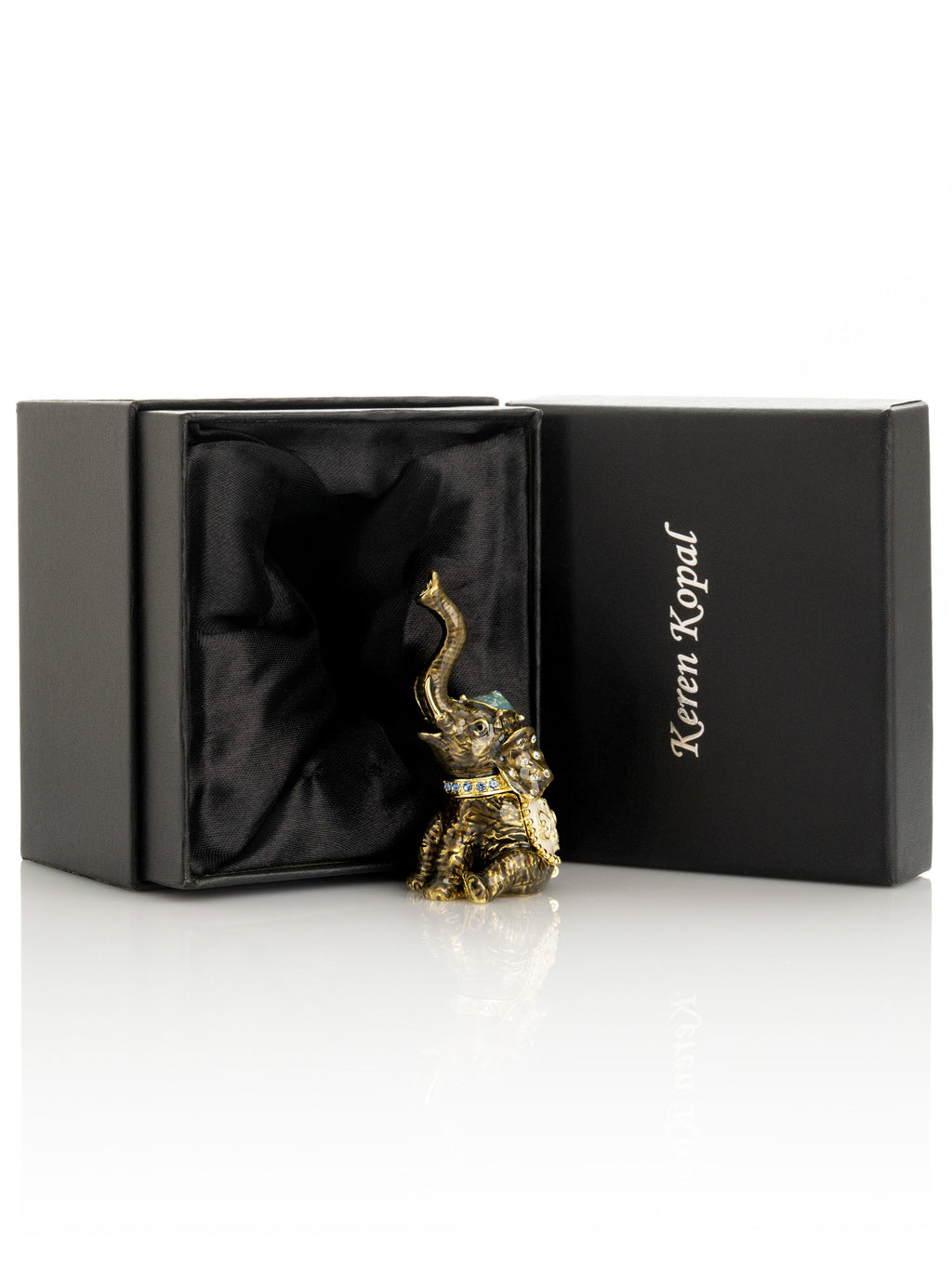 Elephant Brown and Gold Trinket Box-3