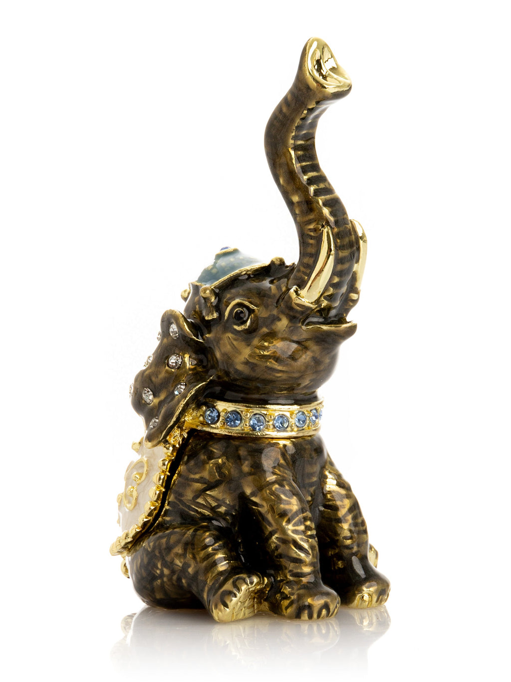 Elephant Brown and Gold Trinket Box-0