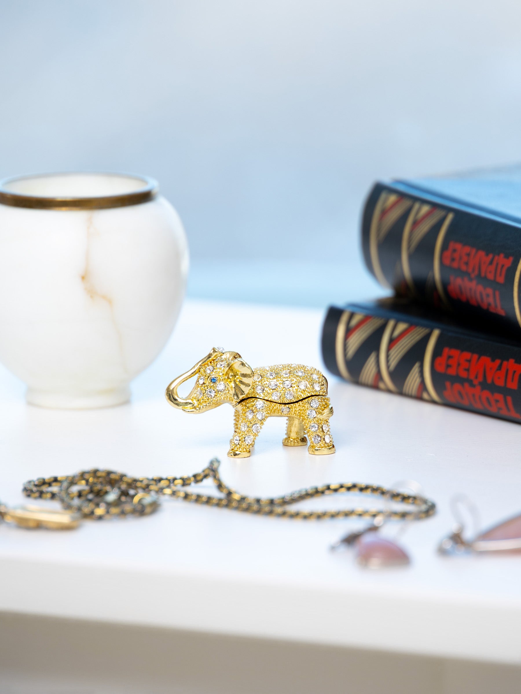 Golden Elephant with crystals-3