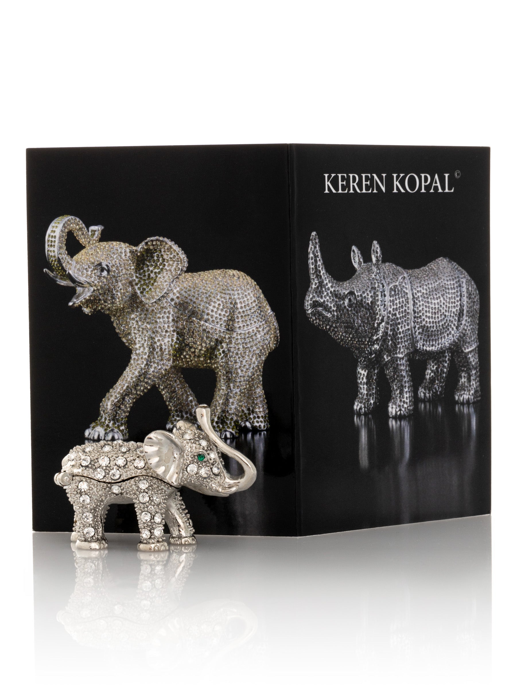 Silver Elephant with Green Eyes-3