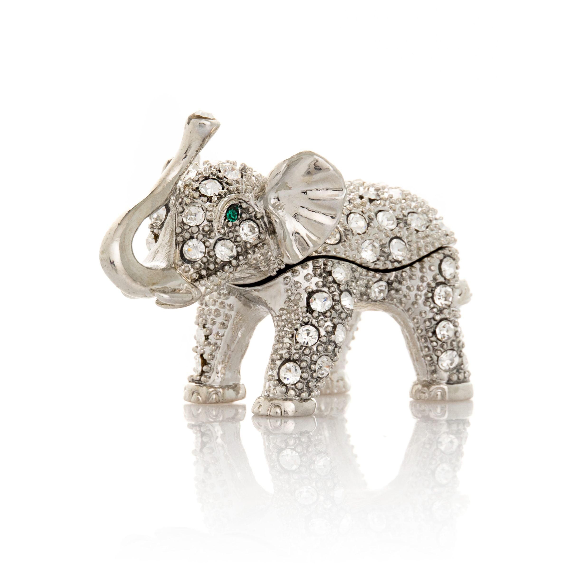 Silver Elephant with Green Eyes-0