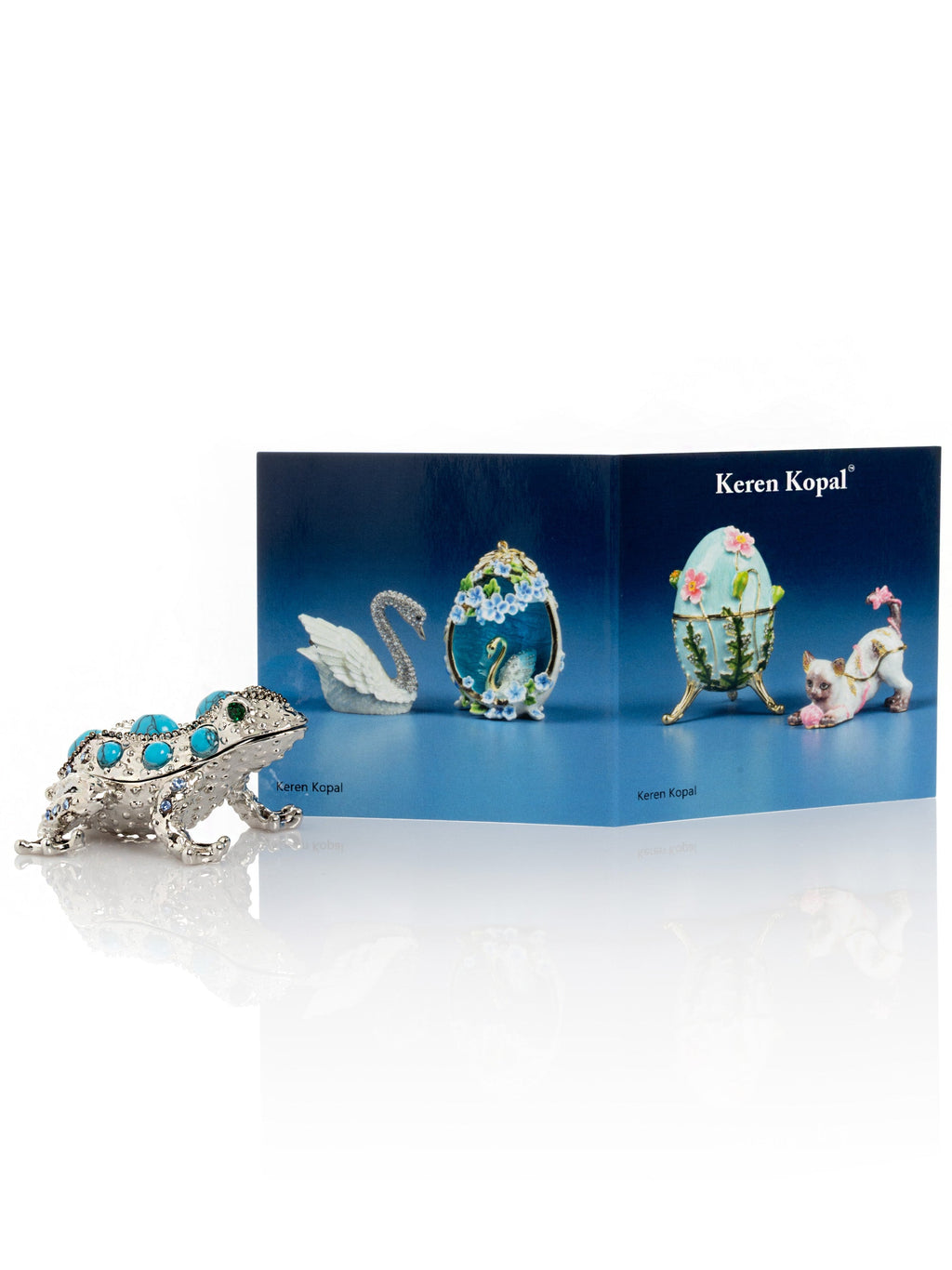 Silver Frog with Turquoise Gemstones-2