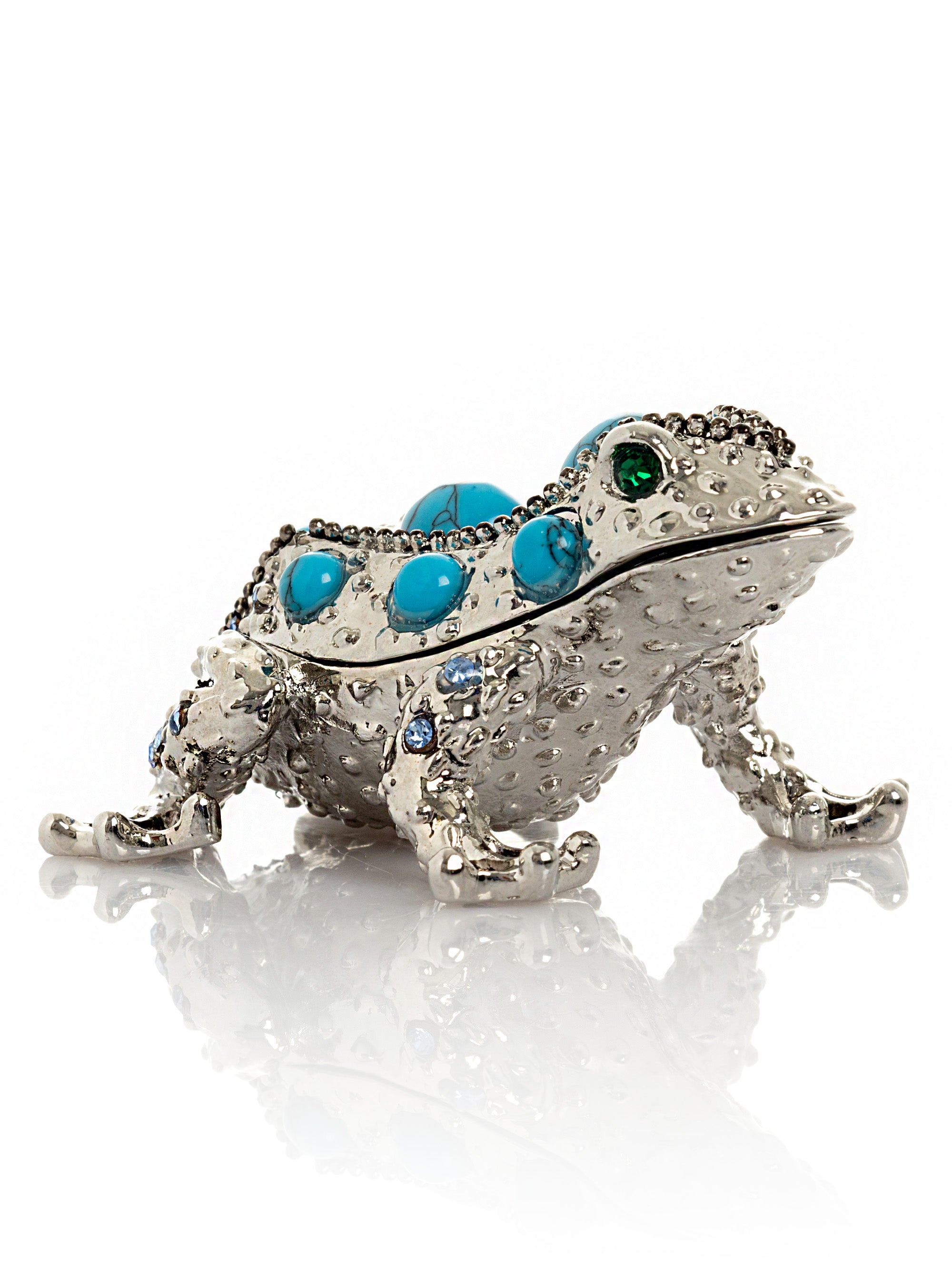 Silver Frog with Turquoise Gemstones-4
