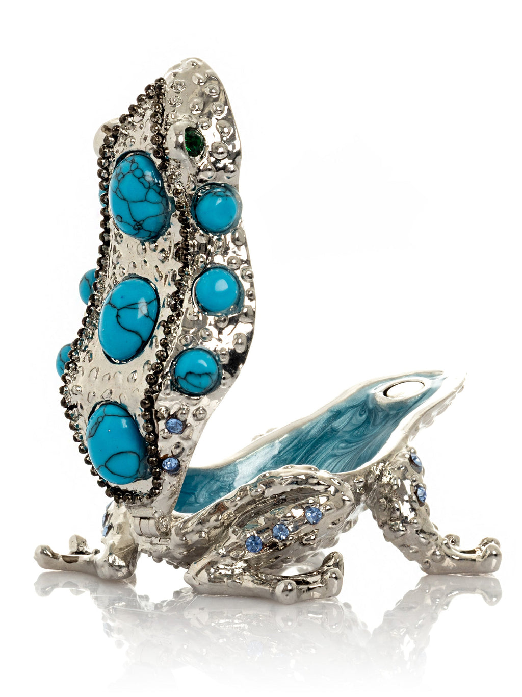 Silver Frog with Turquoise Gemstones-1