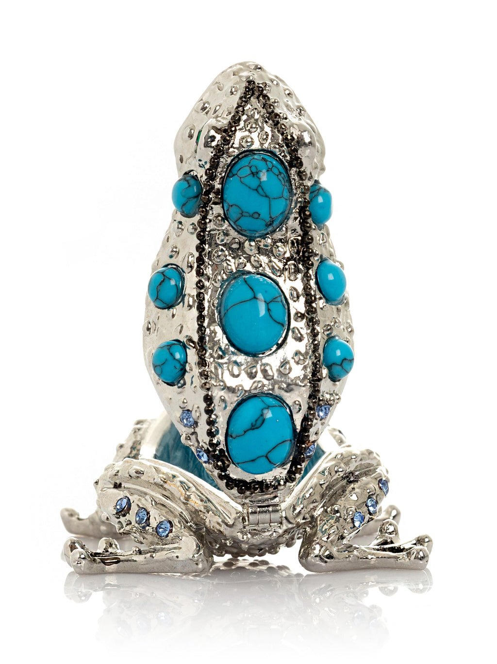 Silver Frog with Turquoise Gemstones-3