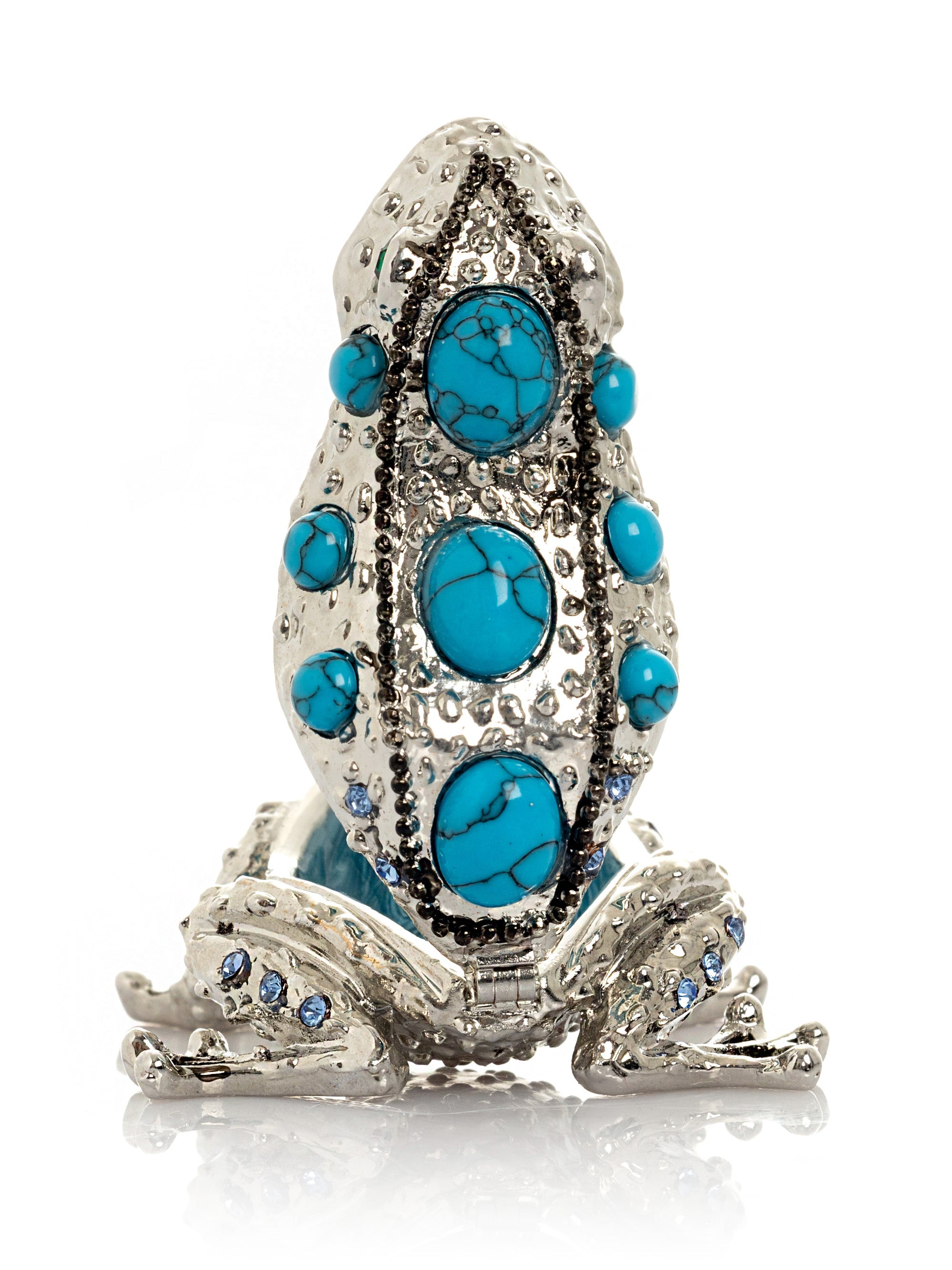 Silver Frog with Turquoise Gemstones-3