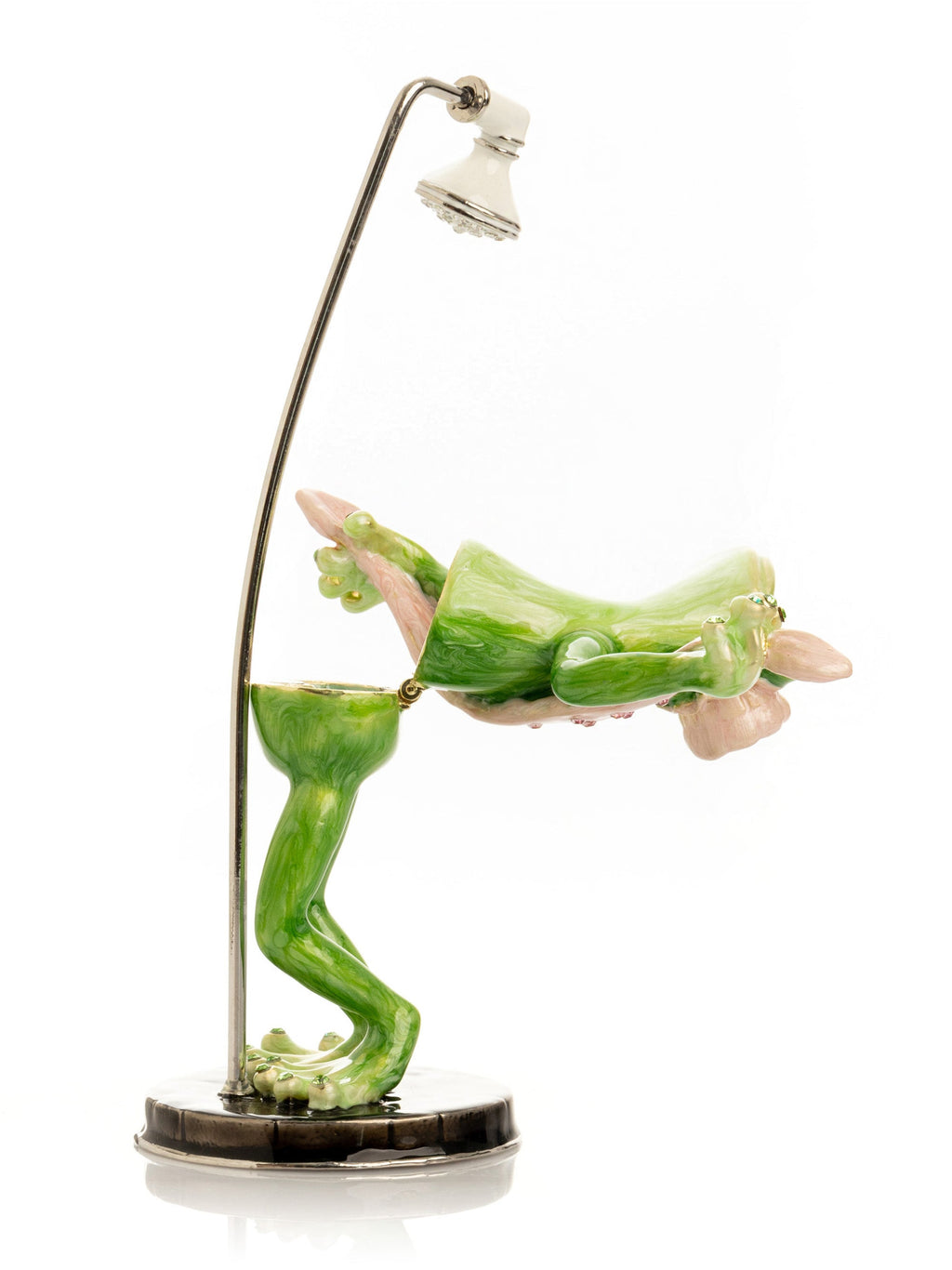Frog Taking a Shower Trinket Box with Pink Towel-4