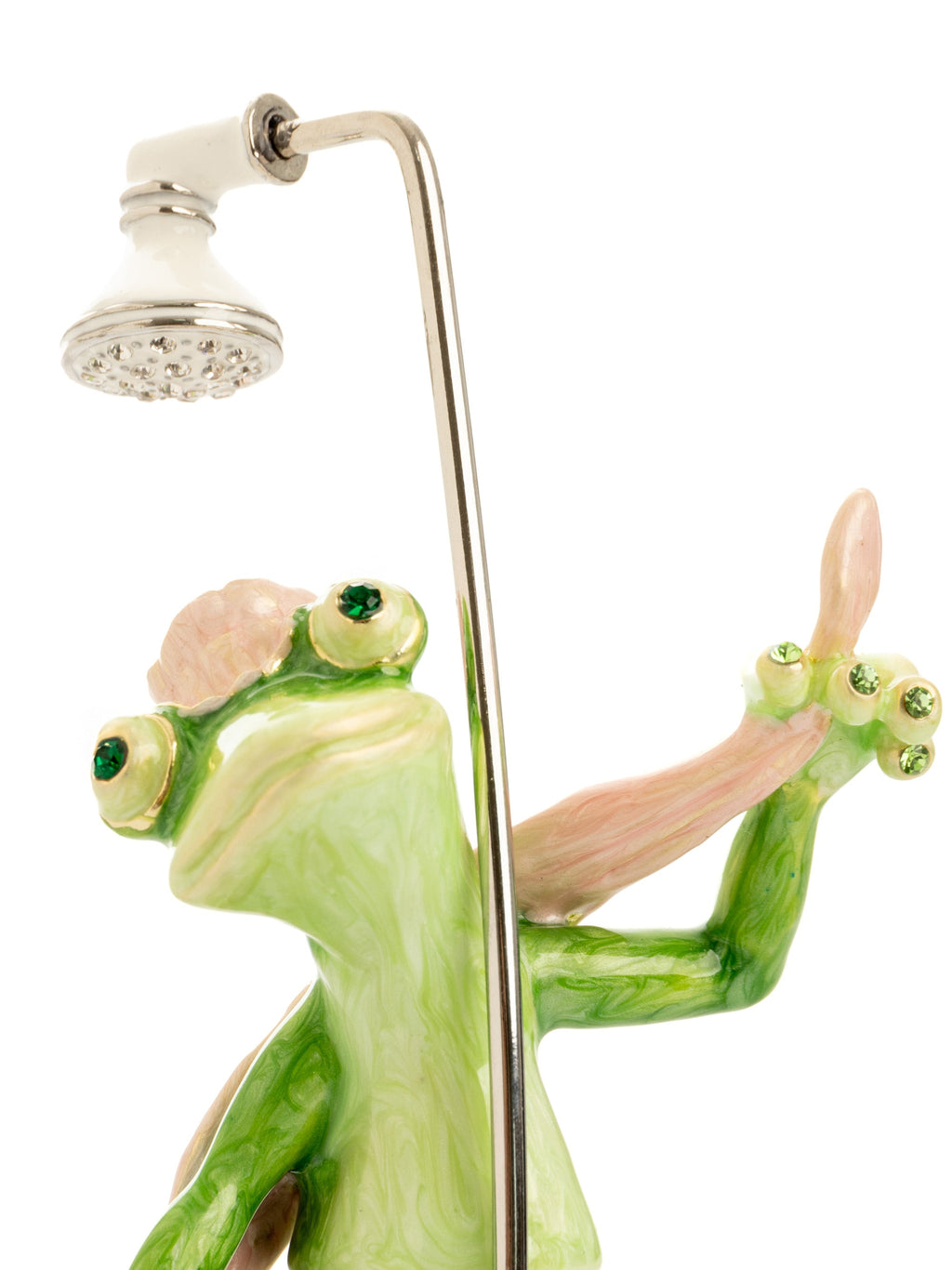 Frog Taking a Shower Trinket Box with Pink Towel-2