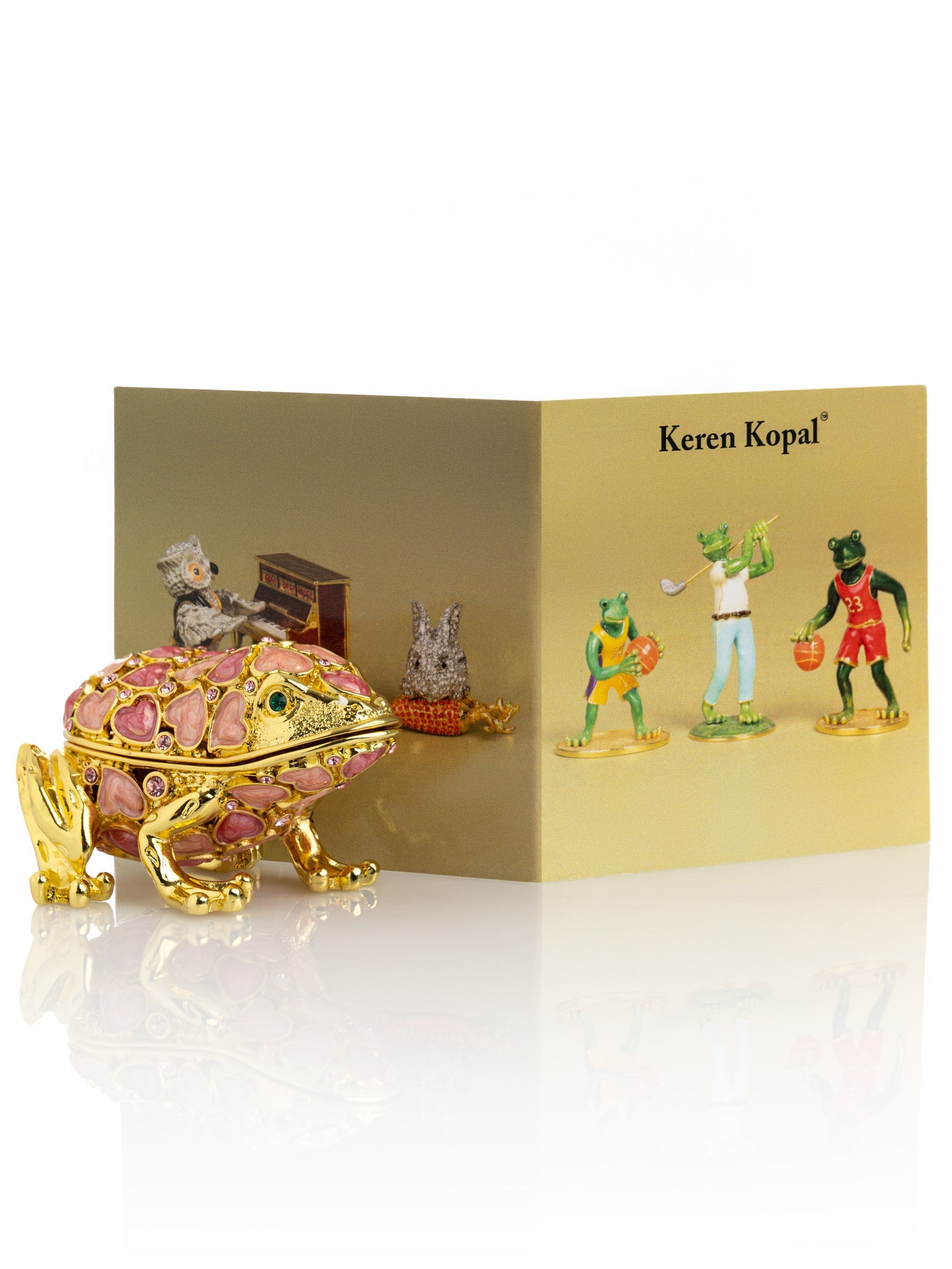 Golden Frog Decorated with Hearts-2